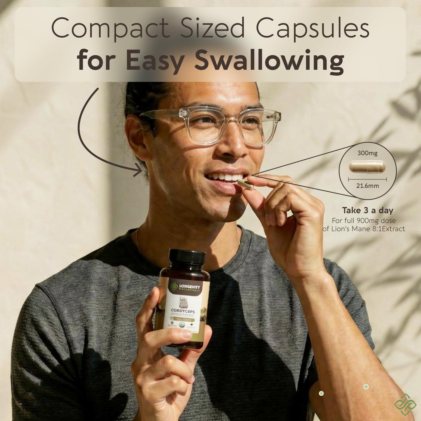 Longevity Botanicals Organic Cordyceps Mushroom Capsules 120 Count