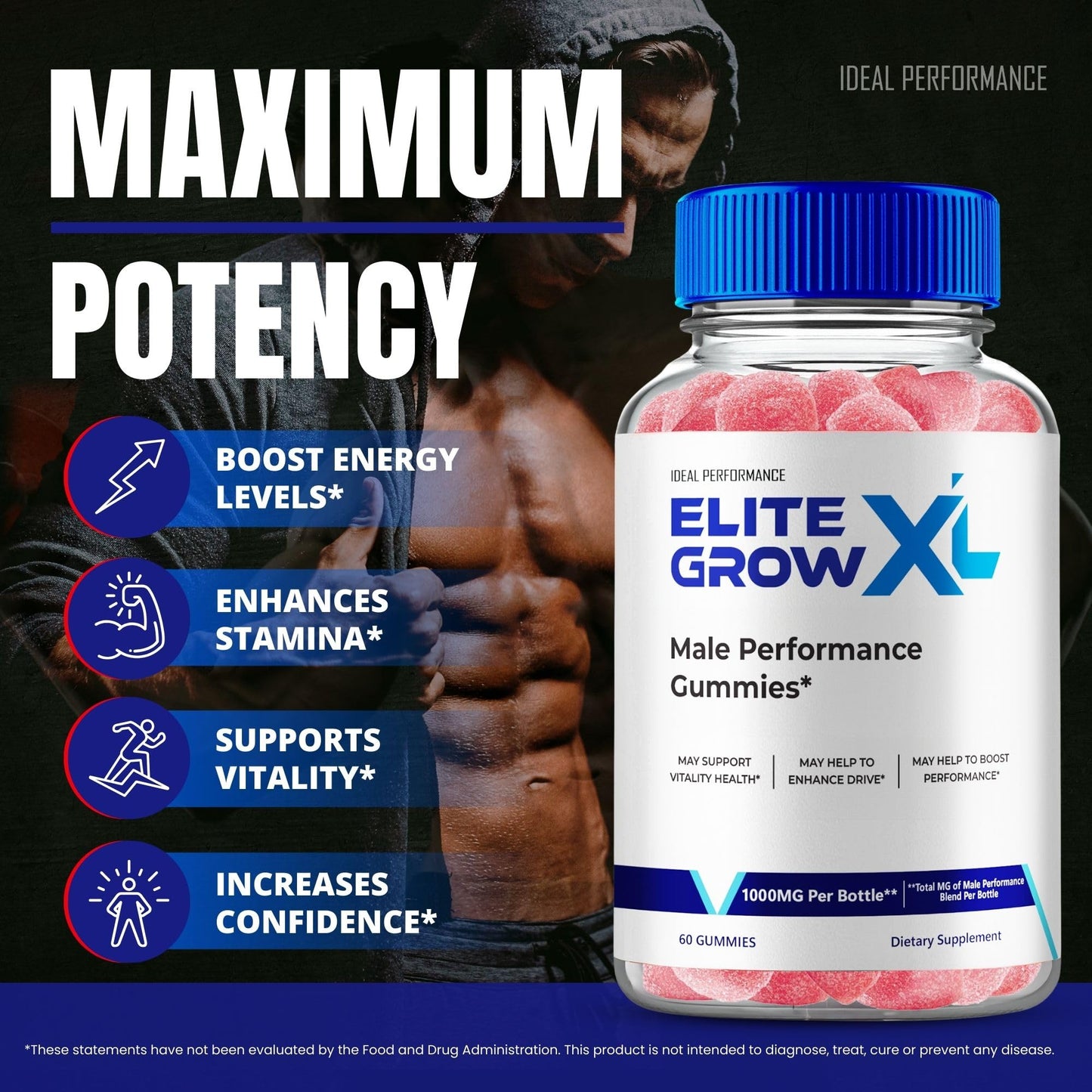 IDEAL PERFORMANCE Elite Grow XL Gummies 180-count