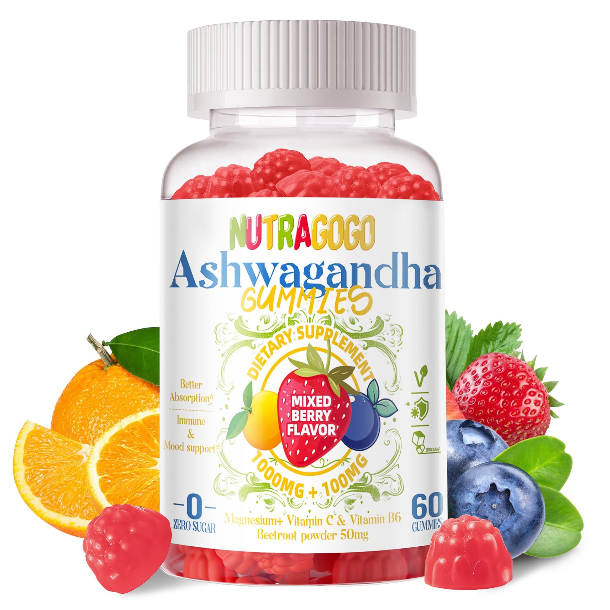 NUTRAGOGO Ashwagandha Gummies & Vitamin D3 Gummies 60 Count