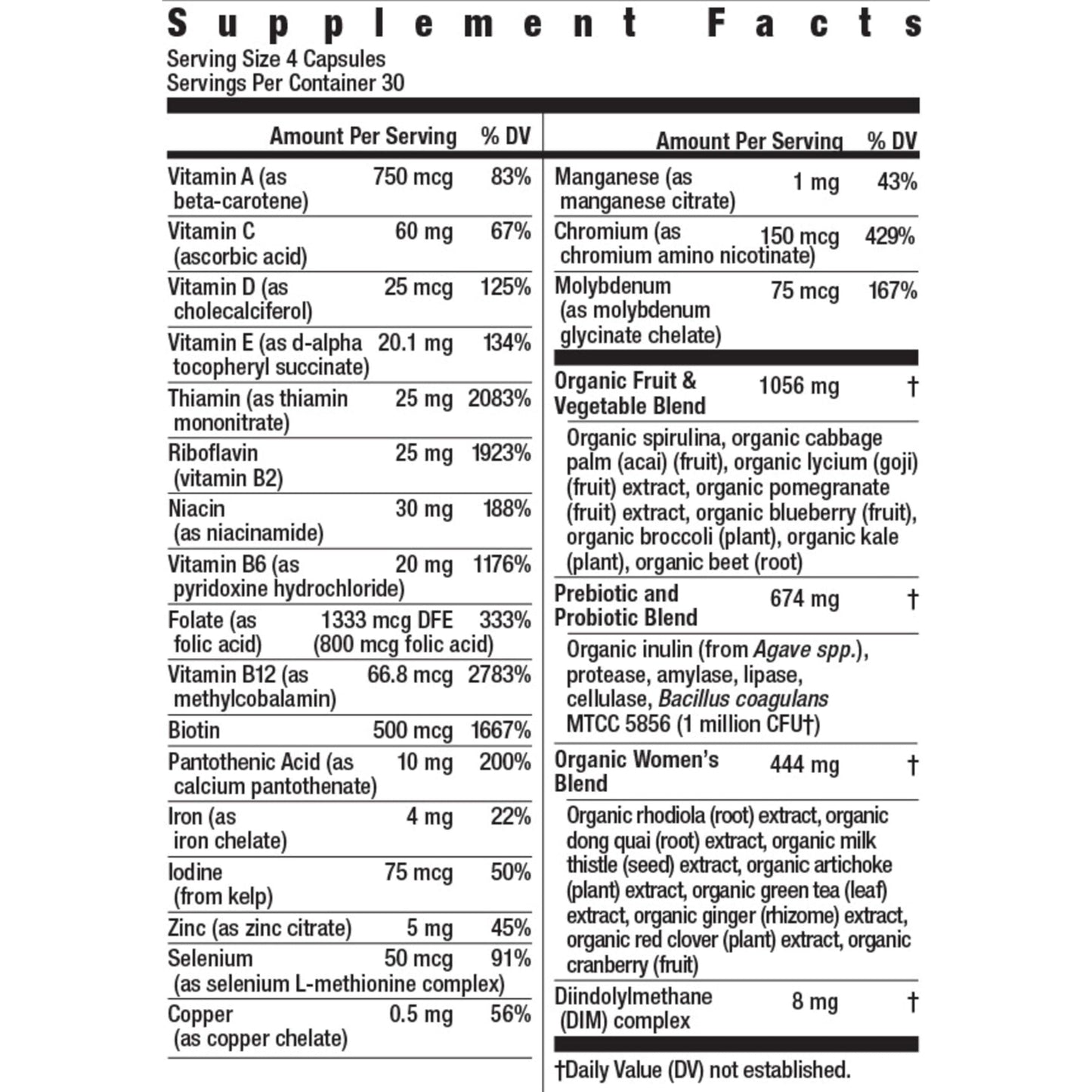Rainbow Light Certified Women's Multivitamin Capsule, 120 Count