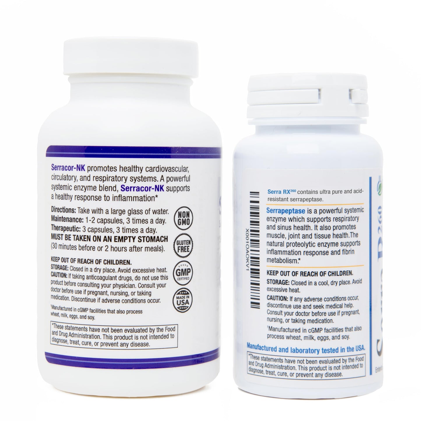 Biomedic Labs RX Serracor-NK & Serra-RX 260,000 SU Scar Tissue Bundle, Acid-Resistant Serrapeptase Proteolytic Systemic Enzyme, Respiratory & Lung Support, 210 Capsules