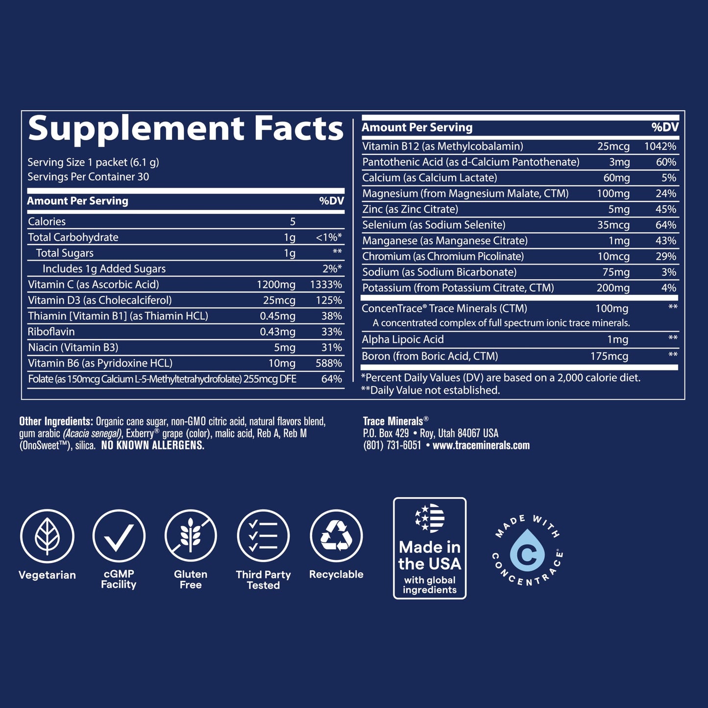 Trace Minerals Power Pak Electrolyte Powder Packets, 30 Packets