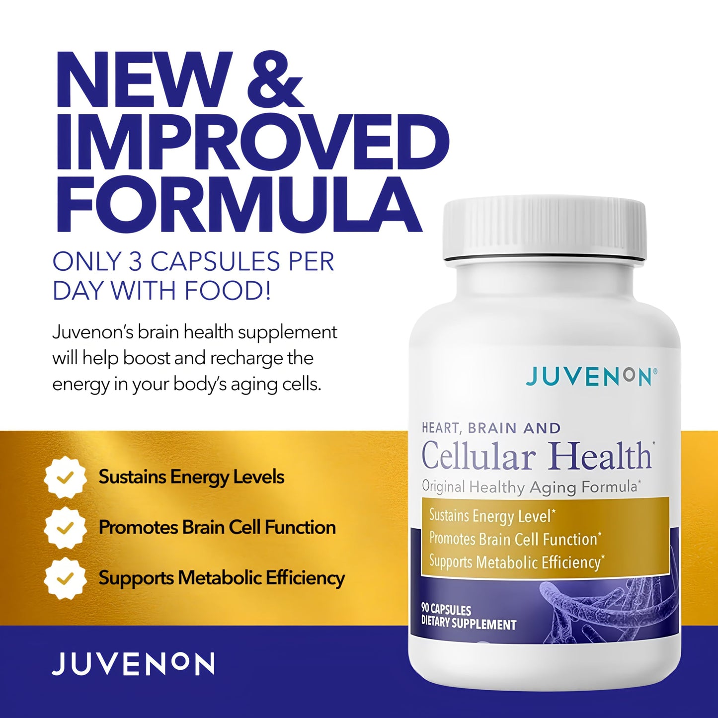 Juvenon Cellular Health Supplement NAD+ Support Capsules, 90 Count