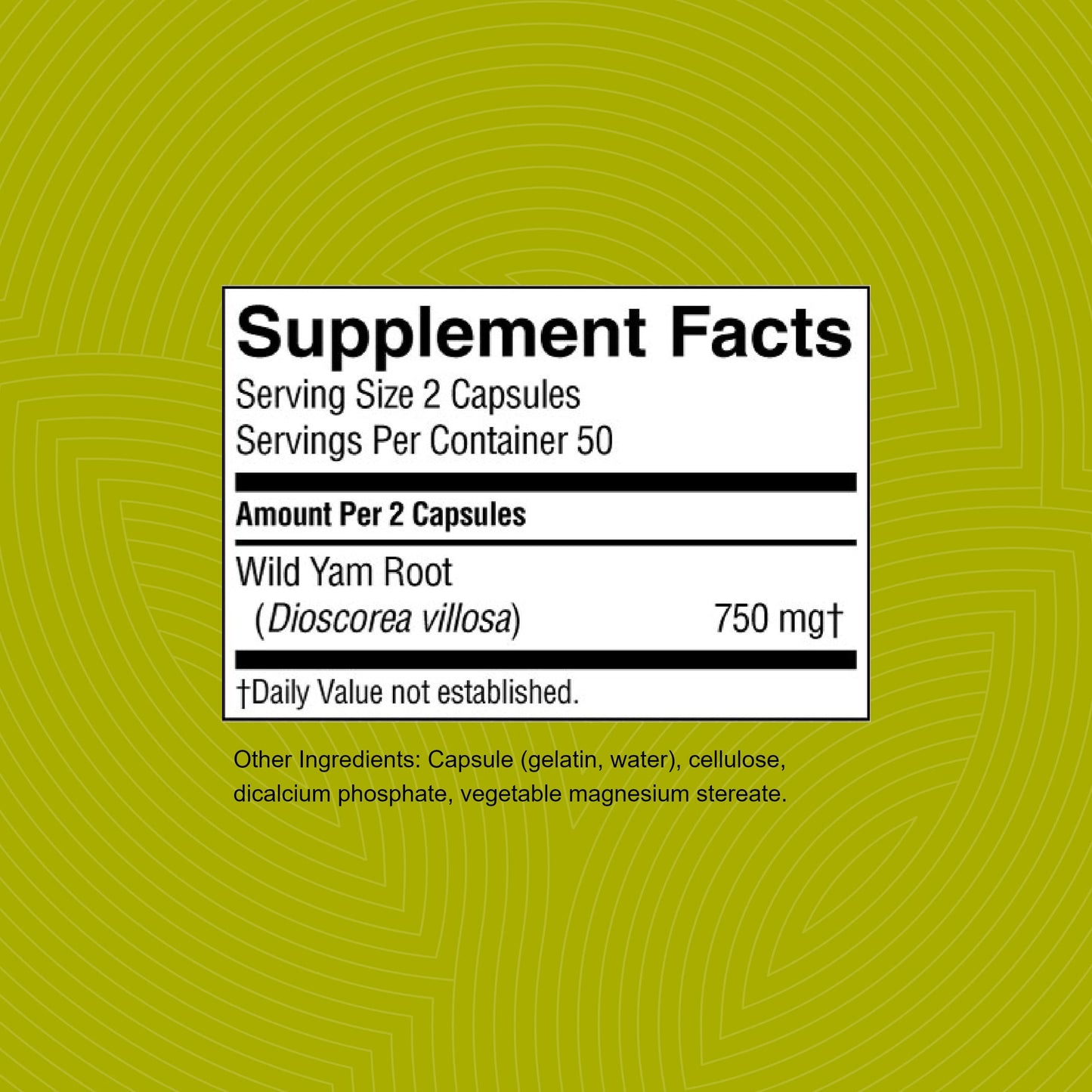 Nature's Sunshine Wild Yam 100 Capsules