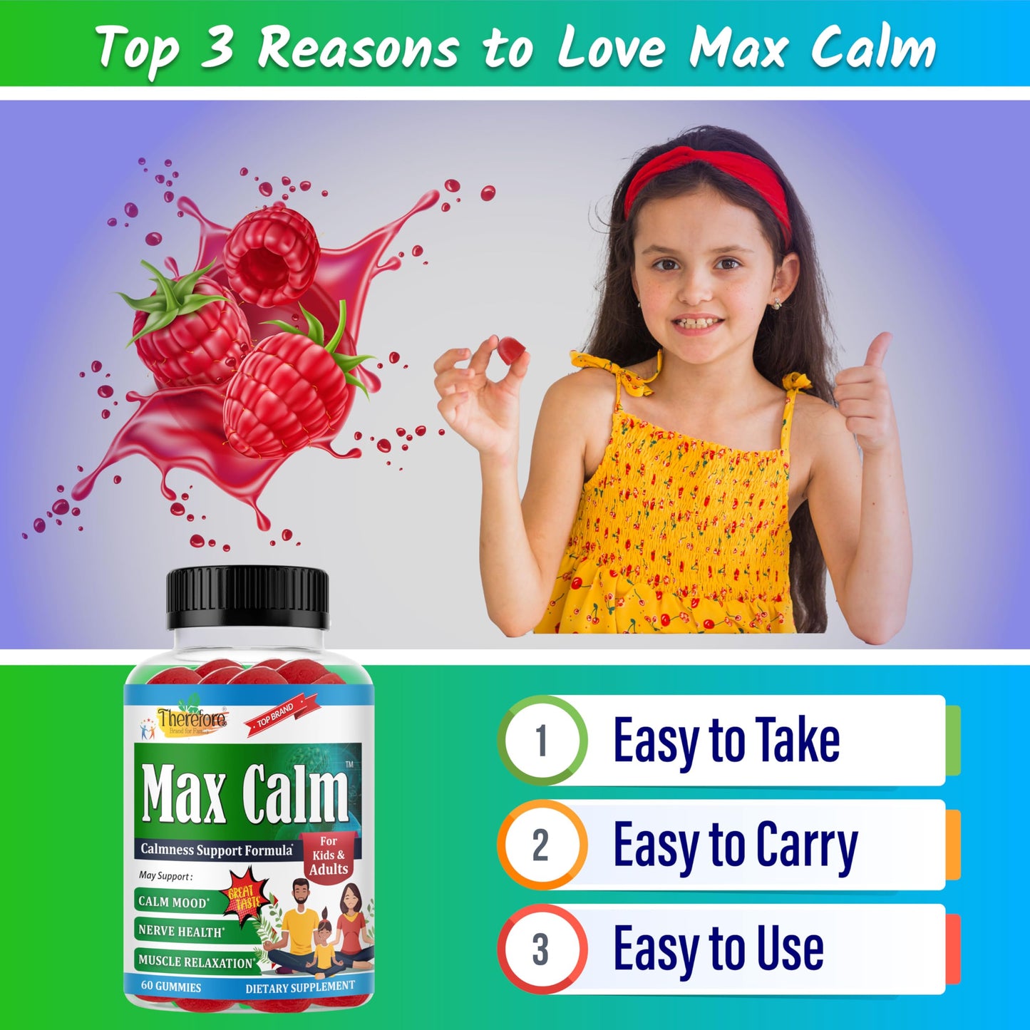Therefore Max Calm Magnesium Gummies, 60 Gummies
