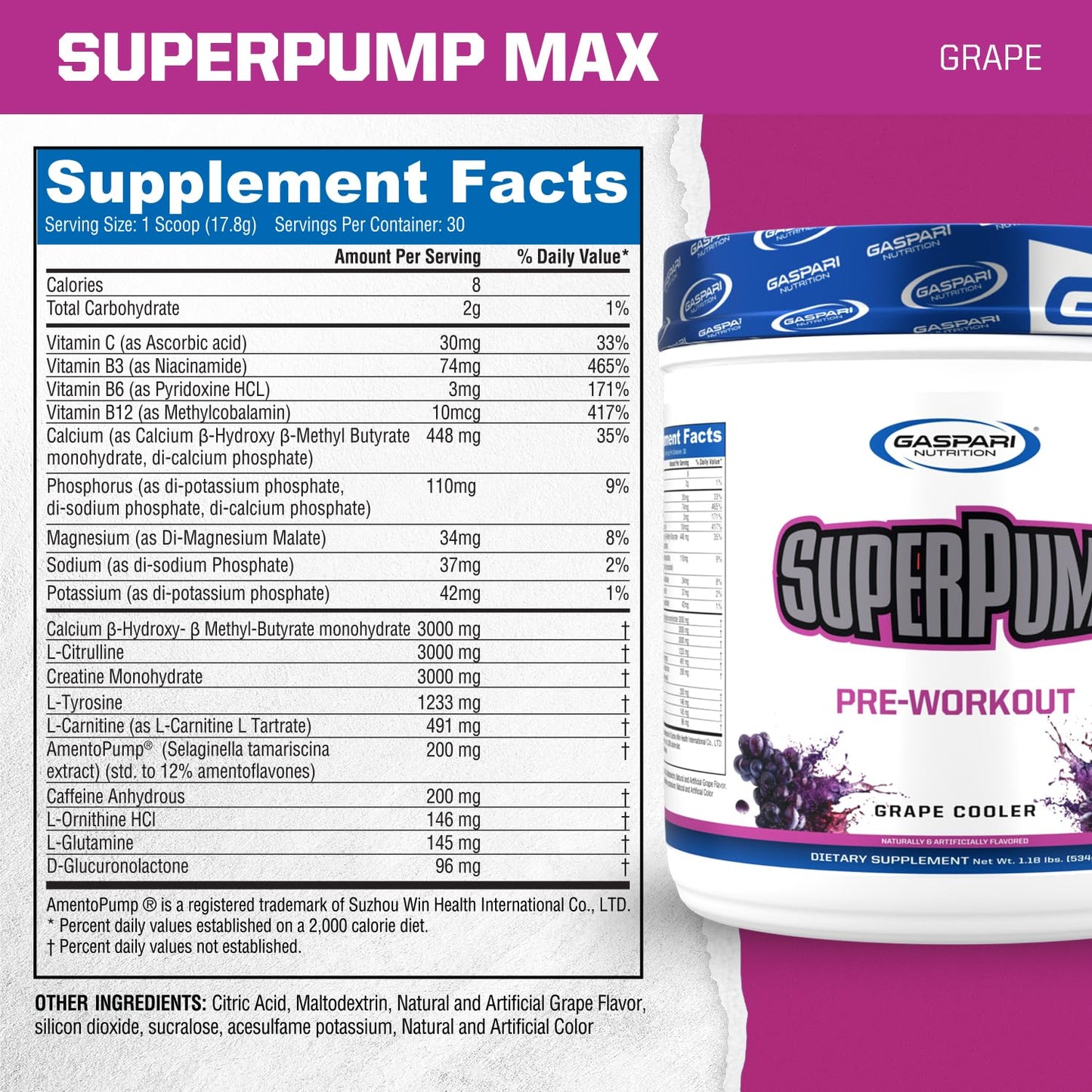 Gaspari Nutrition SuperPump MAX Pre Workout Powder 30 Servings
