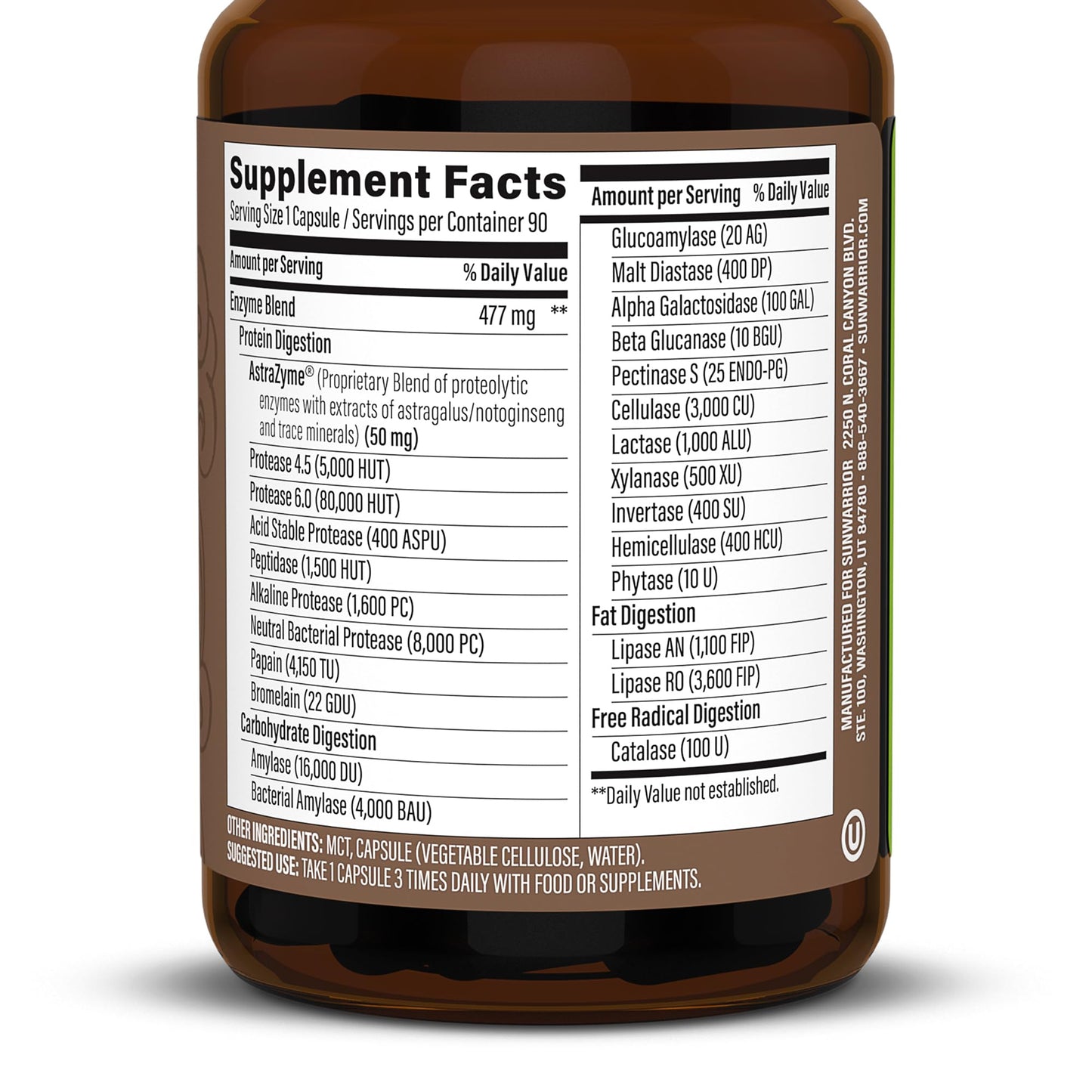 Sunwarrior Digestive Enzymes Probiotic Capsule 90 Count