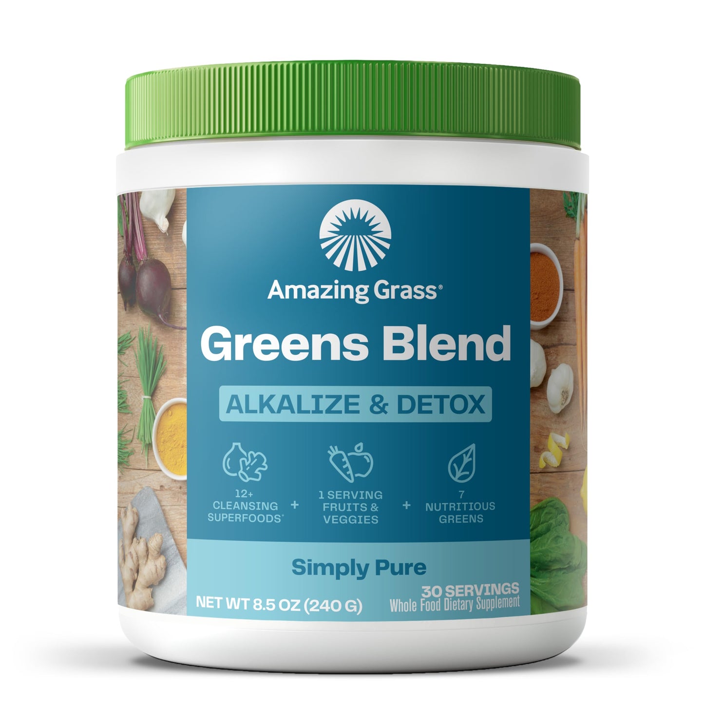 Amazing Grass Greens Blend Alkalize & Detox Powder, 30 Servings, 8.5 oz