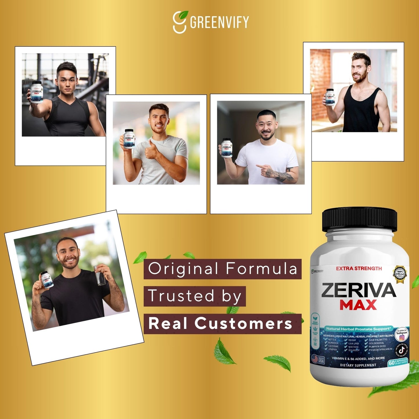 GREENVIFY Zeriva Max Extra Strength Prostate Support, 60 Capsules