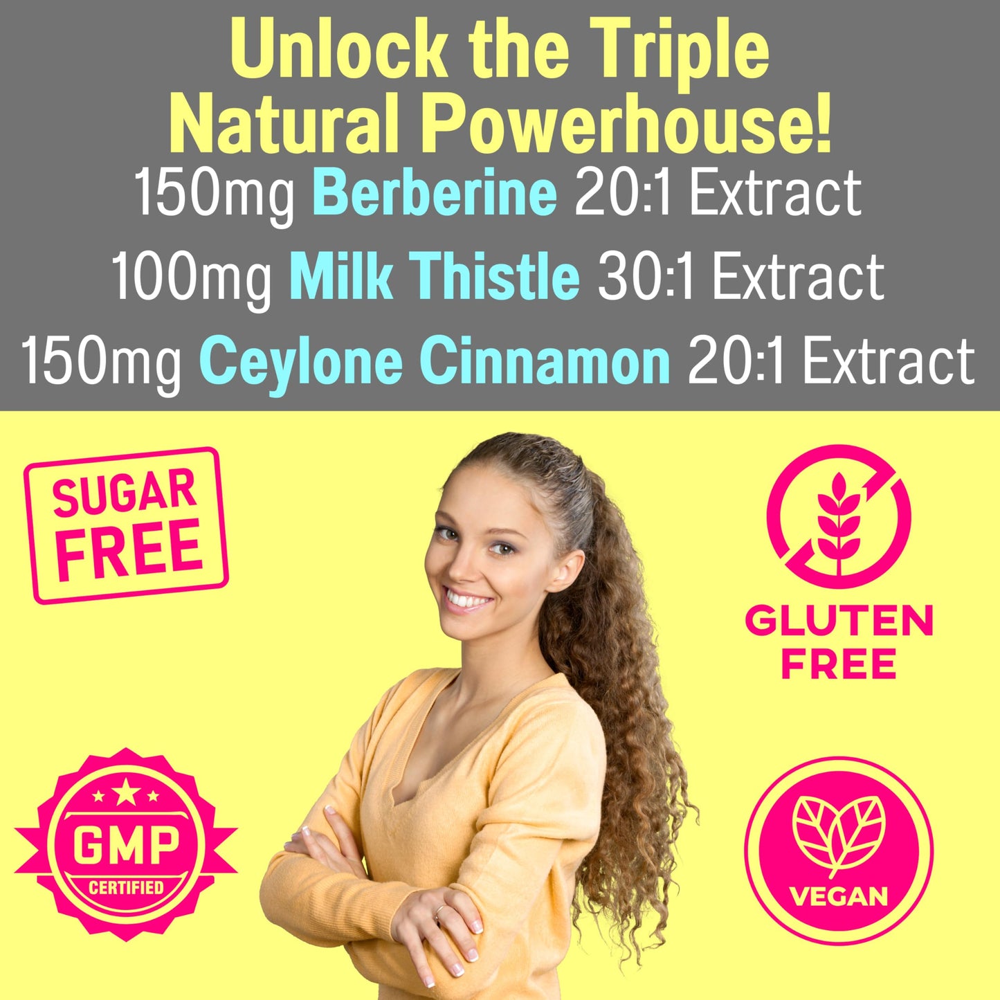 SHIZAM Sugar Free Gummies with Chromium Picolinate, TUDCA, NAC, Organic Ceylon Cinnamon, Milk Thistle, Berberine 60 Count