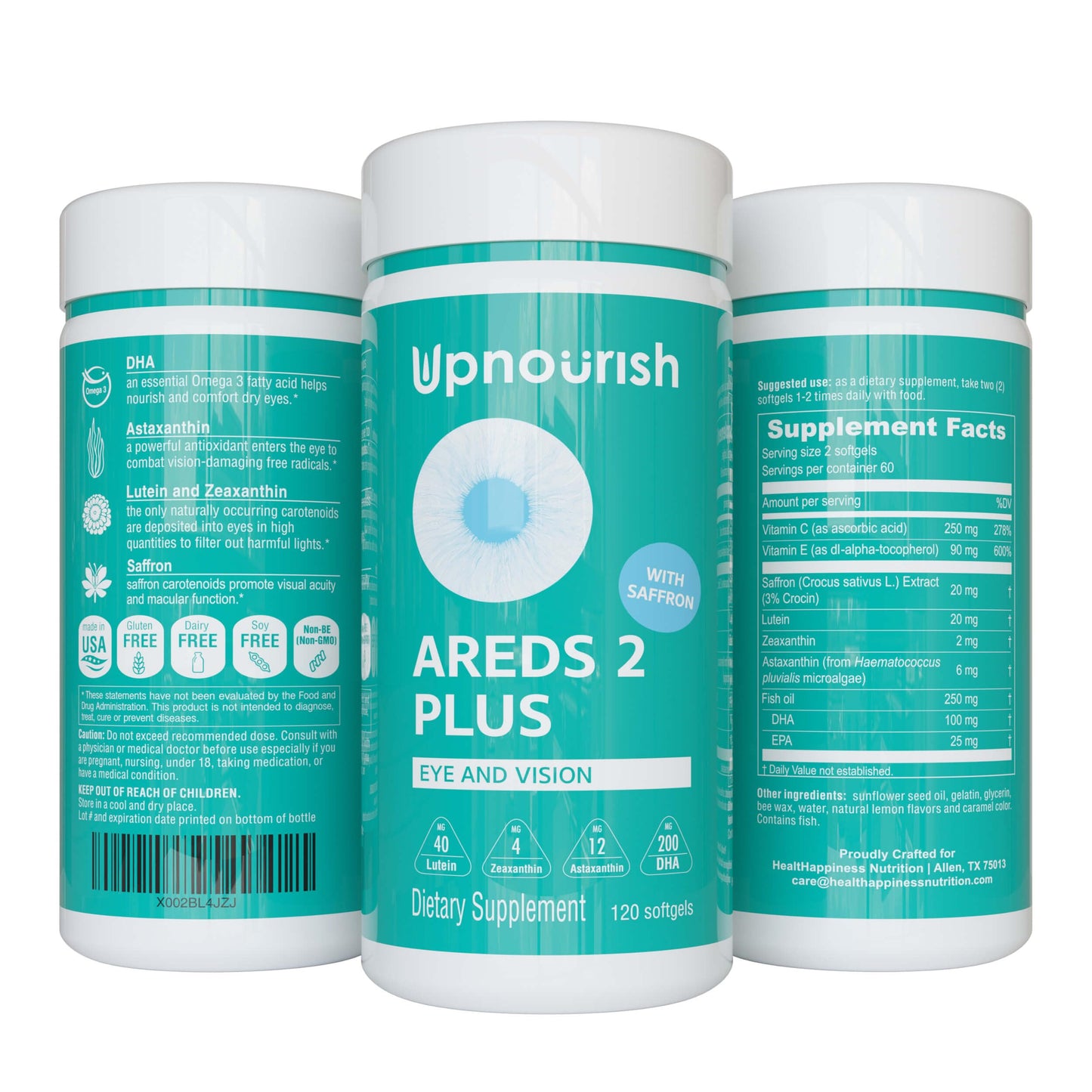 UpNourish AREDS 2 Plus Eye Vitamin Supplement Softgels 120
