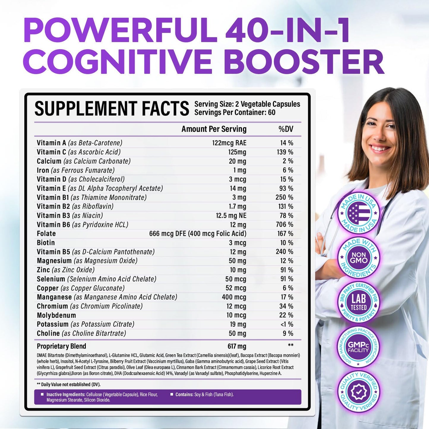 Rainbow Nutrients, LLC 40-in-1 Brain Booster 120 Capsules