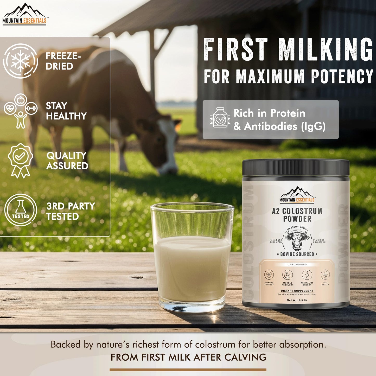 Mountain Essentials A2 Colostrum Powder 3.5 oz