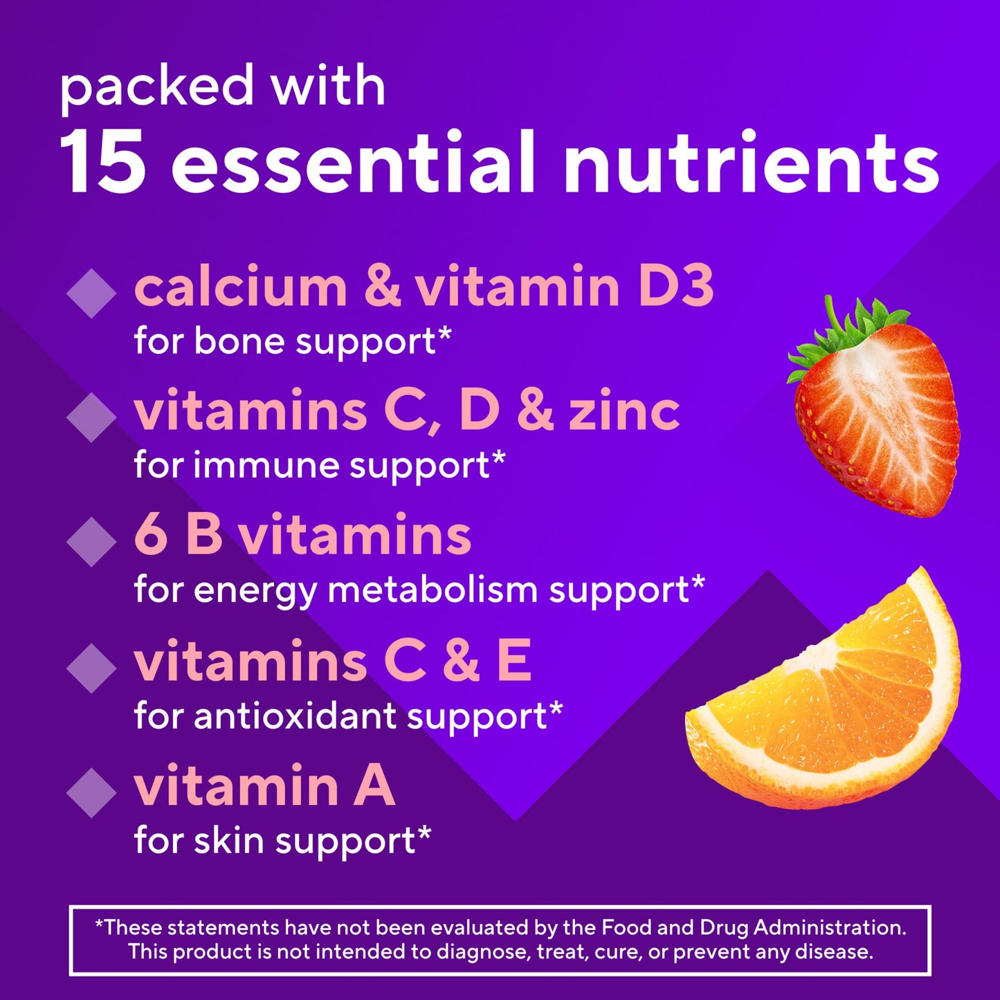 Vitafusion GLP-1 Support Multivitamin, Vitamin and Mineral Blend, 15 Essential Nutrients, Citrus Berry Flavor Gummy 90 Count