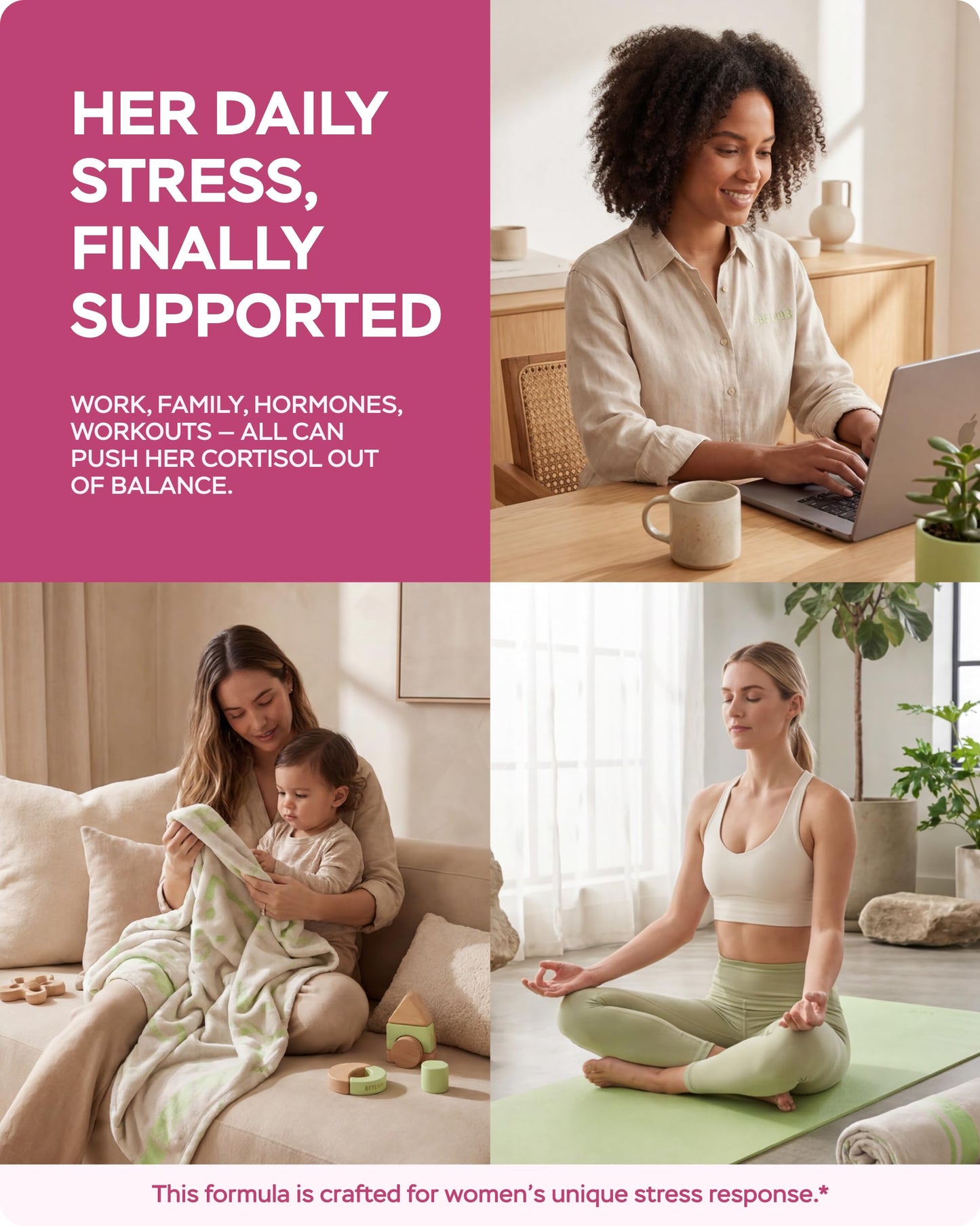 4Well Products Cortisol Support for Women with KSM-66® Ashwagandha, L-Theanine, Rhodiola & Phosphatidylserine, Daily Stress Formula for Calm Focus and Balanced Mood Capsule, 50 Count