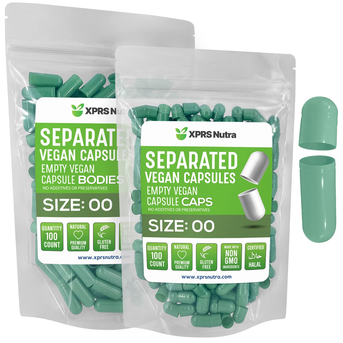XPRS Nutra Vegan Size 00 Separated Capsules 100 Count