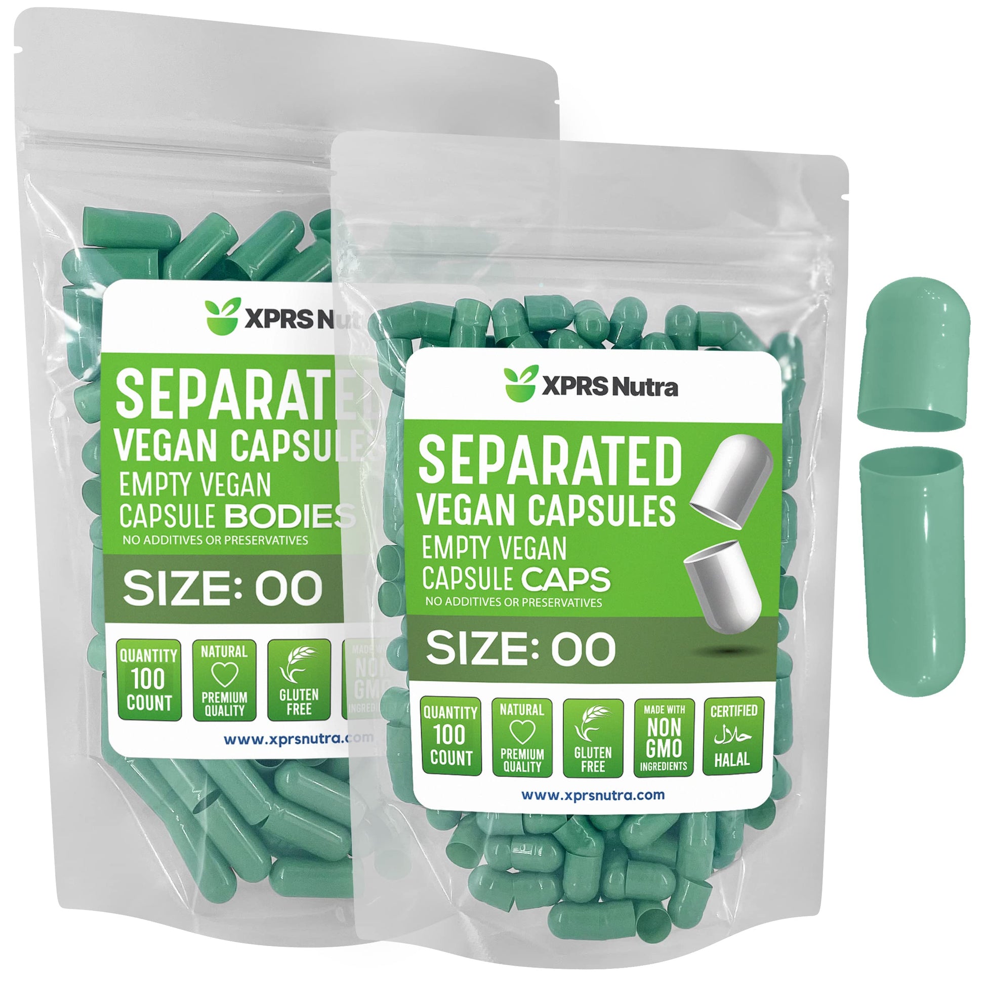 XPRS Nutra Vegan Size 00 Separated Capsules 100 Count