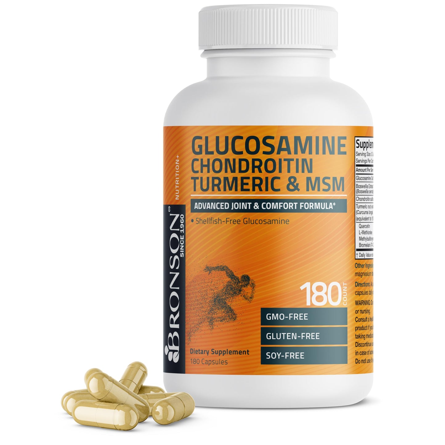 Bronson Glucosamine Chondroitin Turmeric & MSM Advanced Joint & Cartilage Formula 180 Capsules