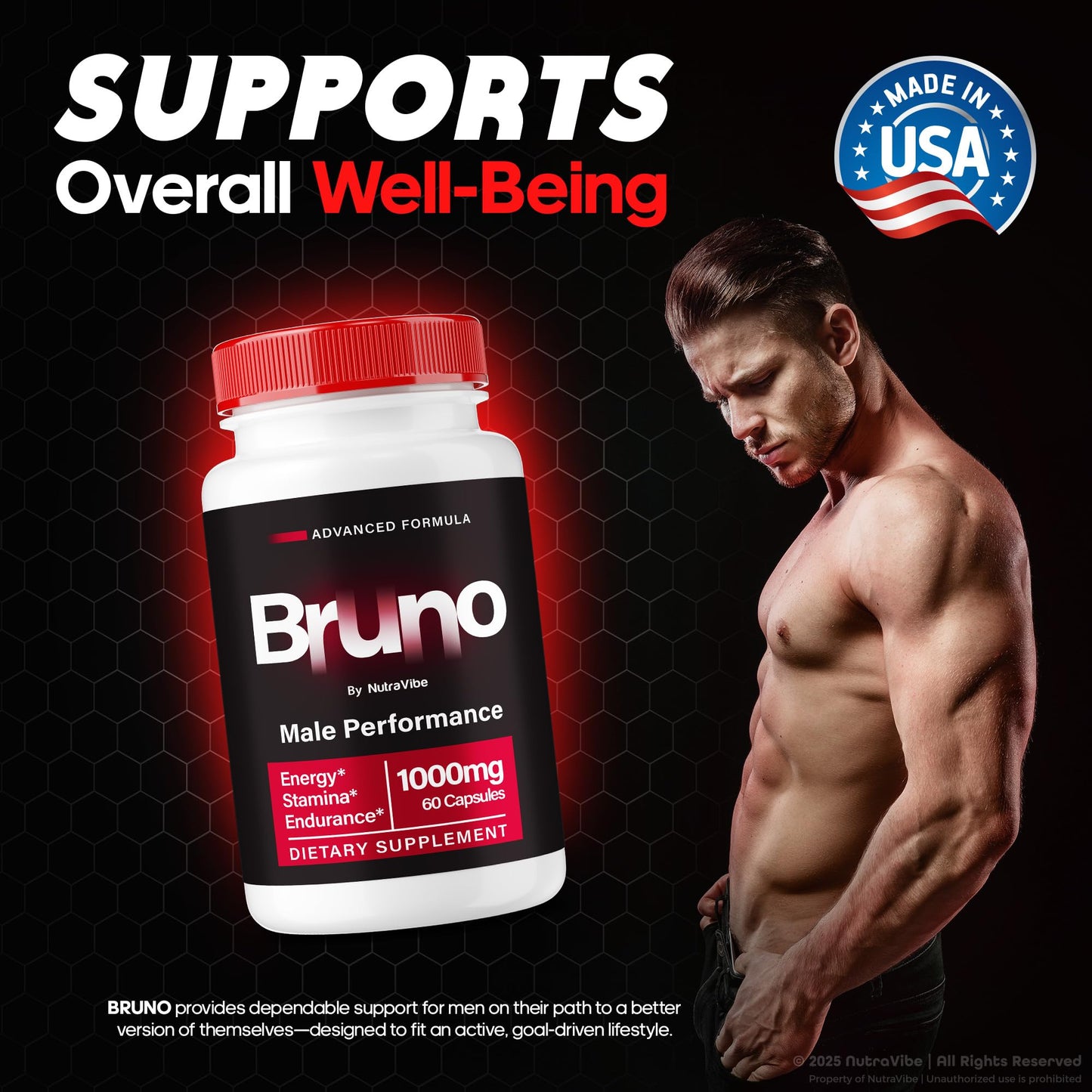 NutraVibe Bruno Men Pills Capsules 120 Count