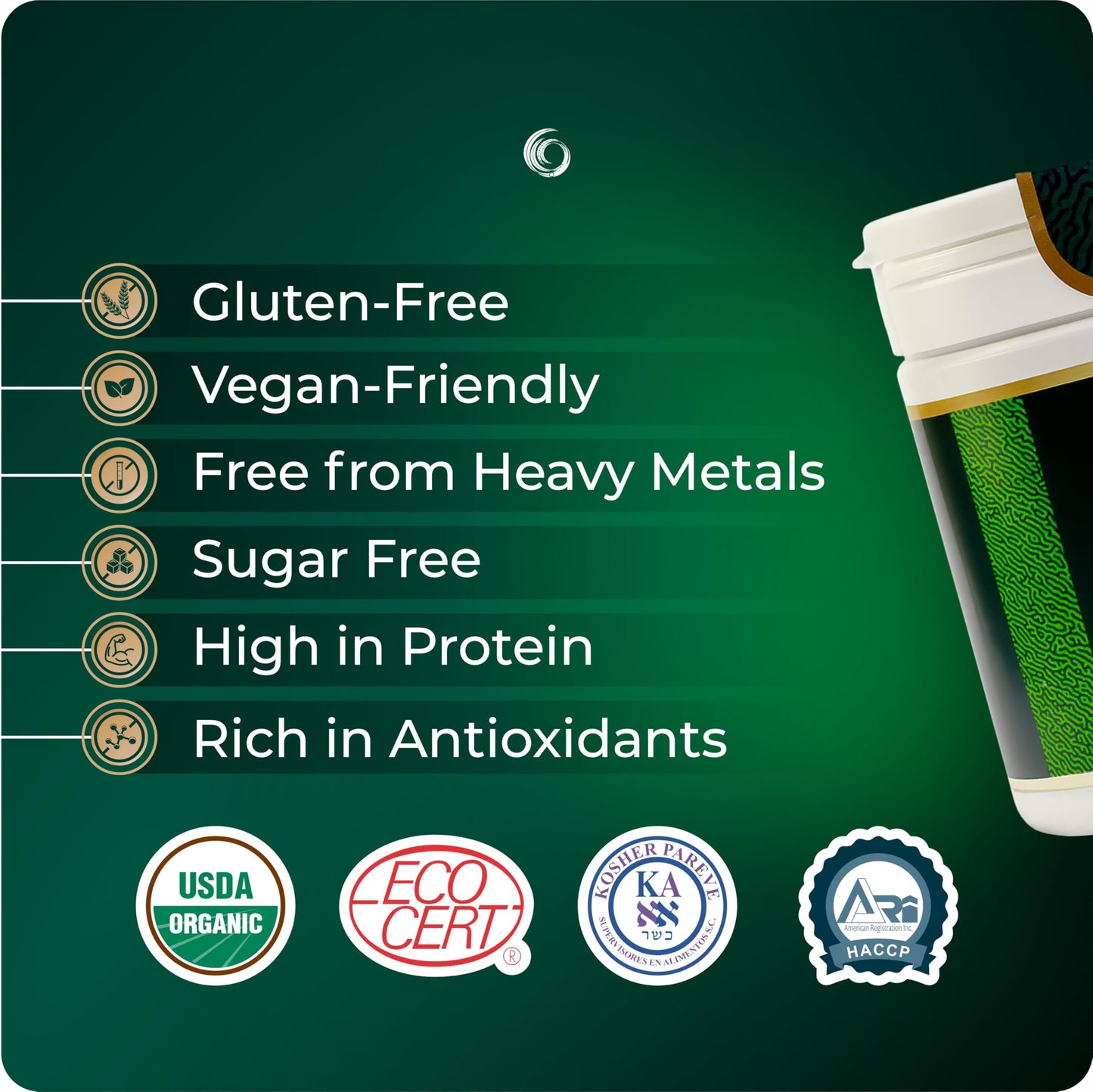 SpirulinaMater USDA Organic Spirulina Tablets, 720 Tablets