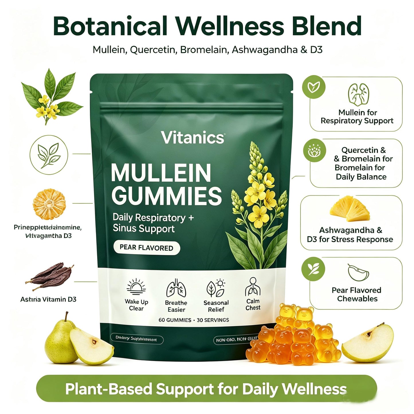 Ella ola kids Vitanics Mullein Gummies 60 Count