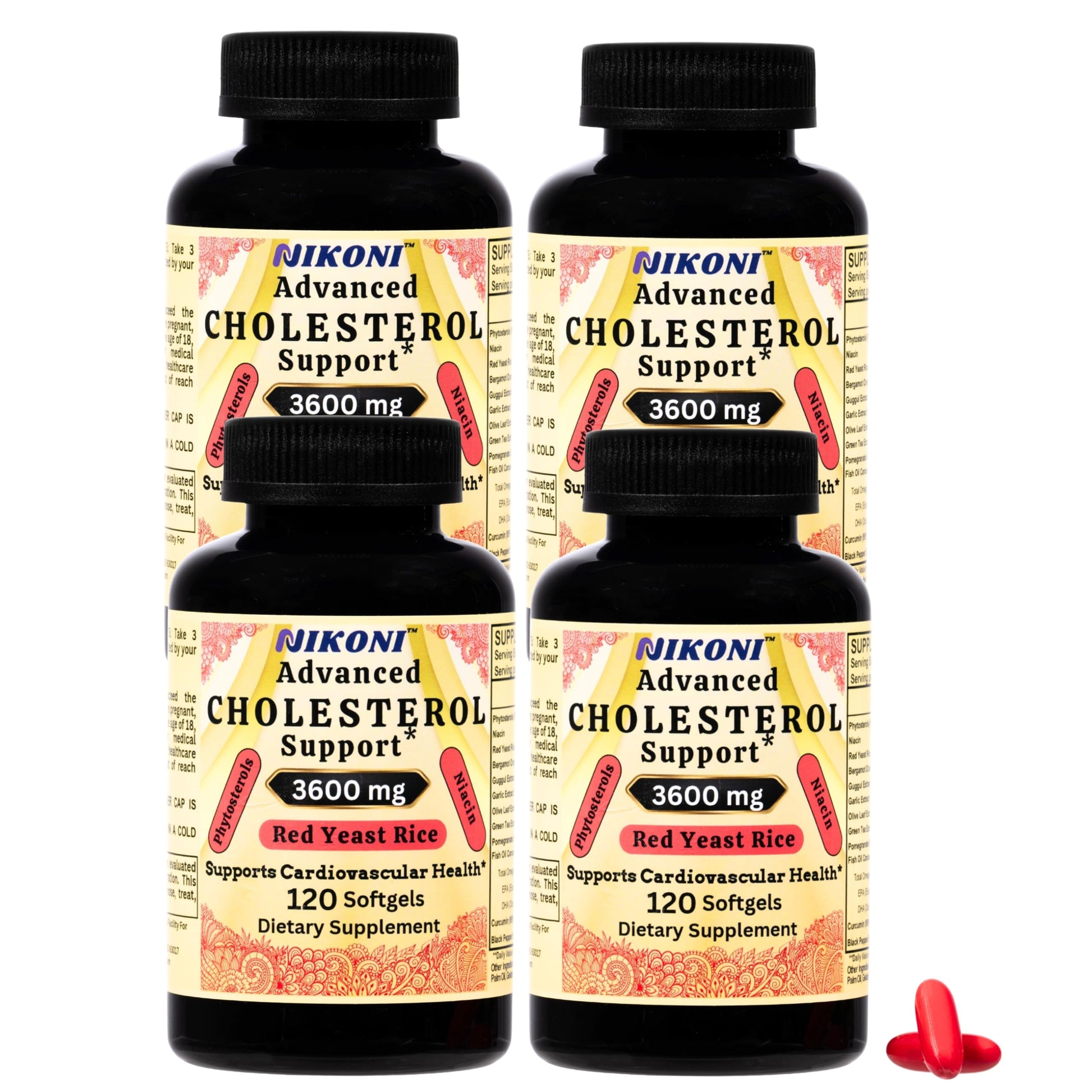 Nikoni Advanced Cholesterol Support 3600 mg Plant Sterols with 14-in-1 Supplement 480 Softgels