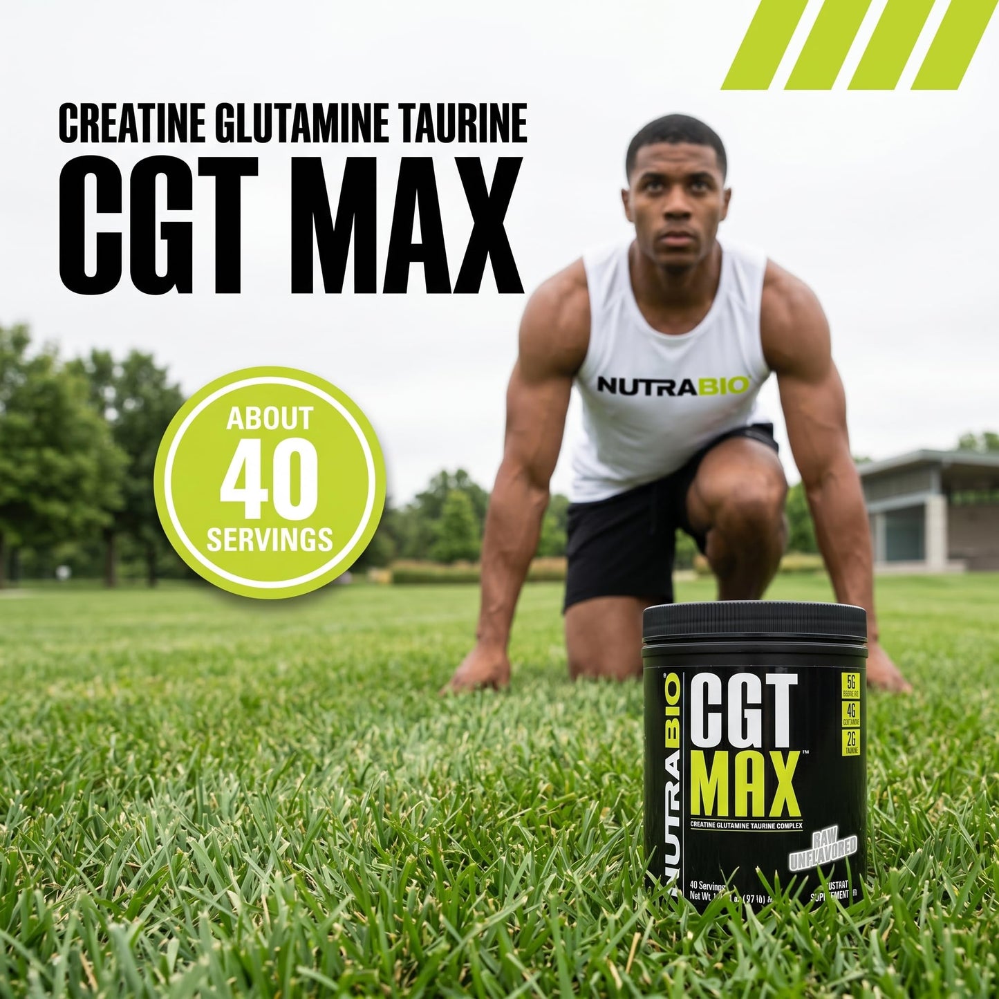 NutraBio CGT-MAX Creatine, Glutamine and Taurine Powder 15.52 Ounce