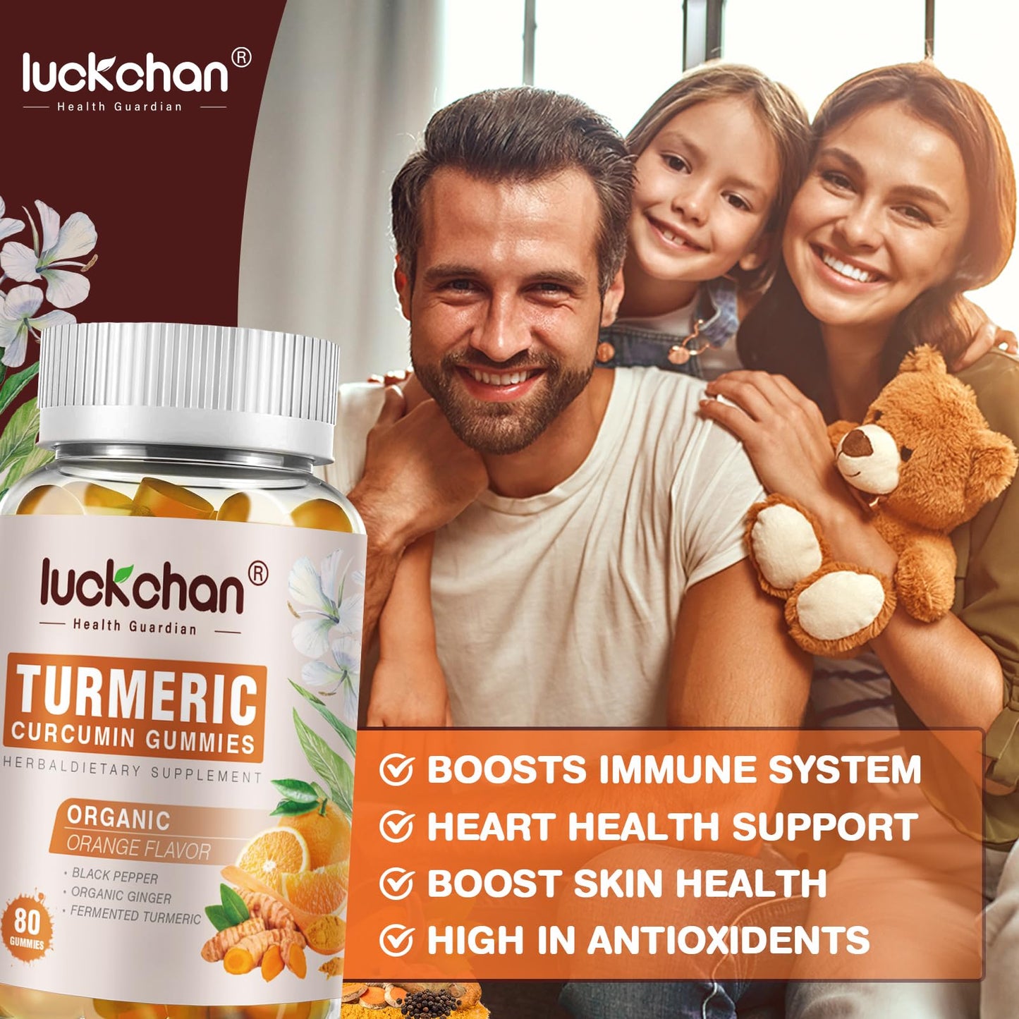 LUCKCHAN Turmeric and Ginger Gummies 160 Count