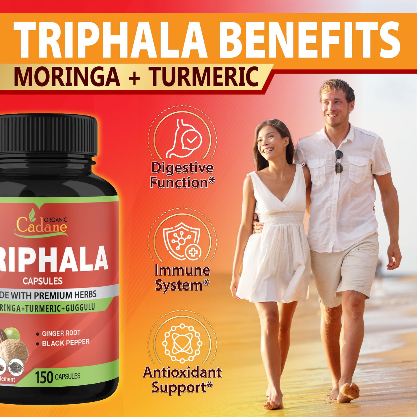 Organic Cadane Triphala Extract Capsules, 150 Capsules