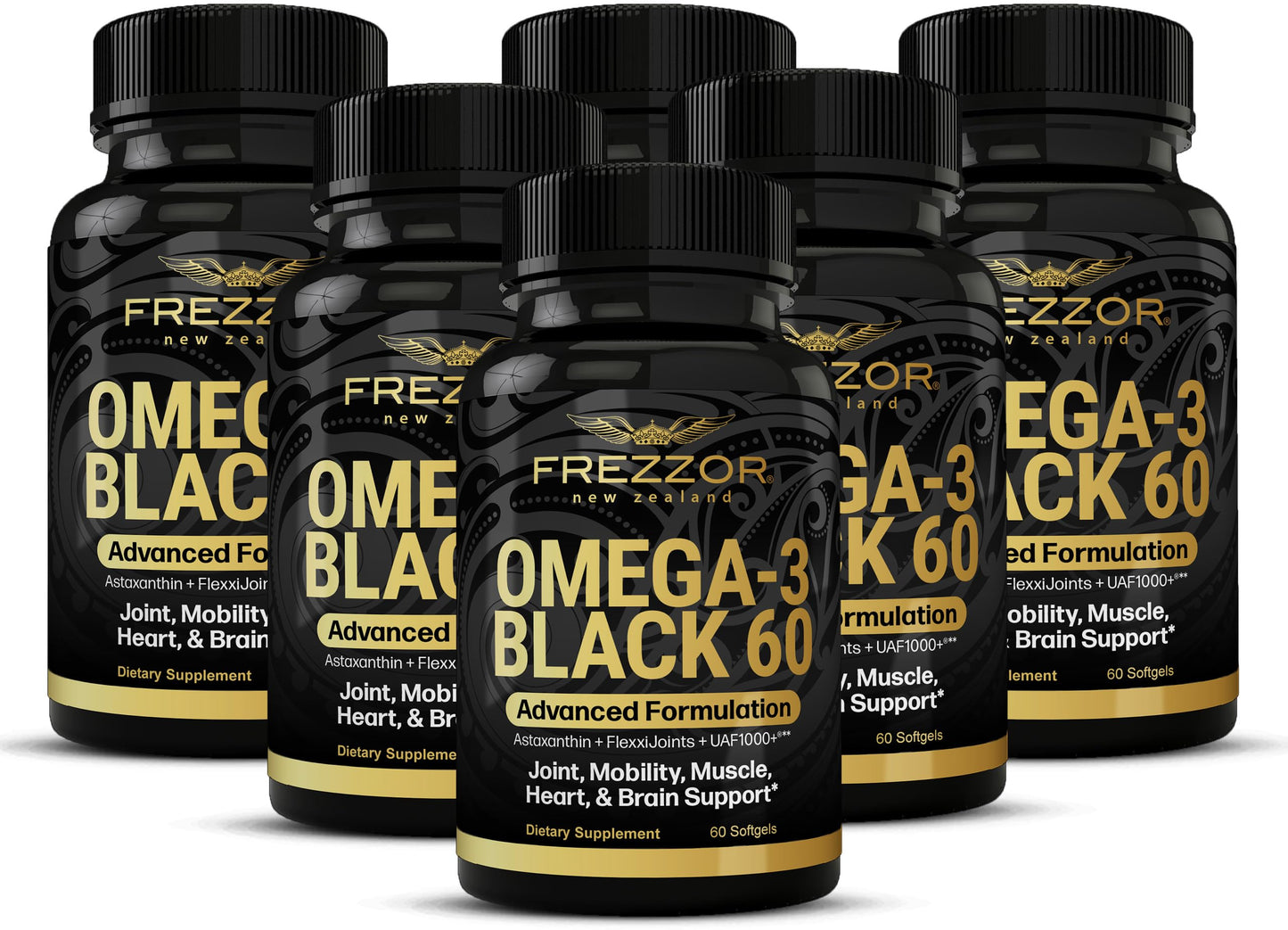 FREZZOR Omega 3 Black for Joint Care & Comfort with New Zealand Green-Lipped Mussel Oil, 450mg, 360 Capsules