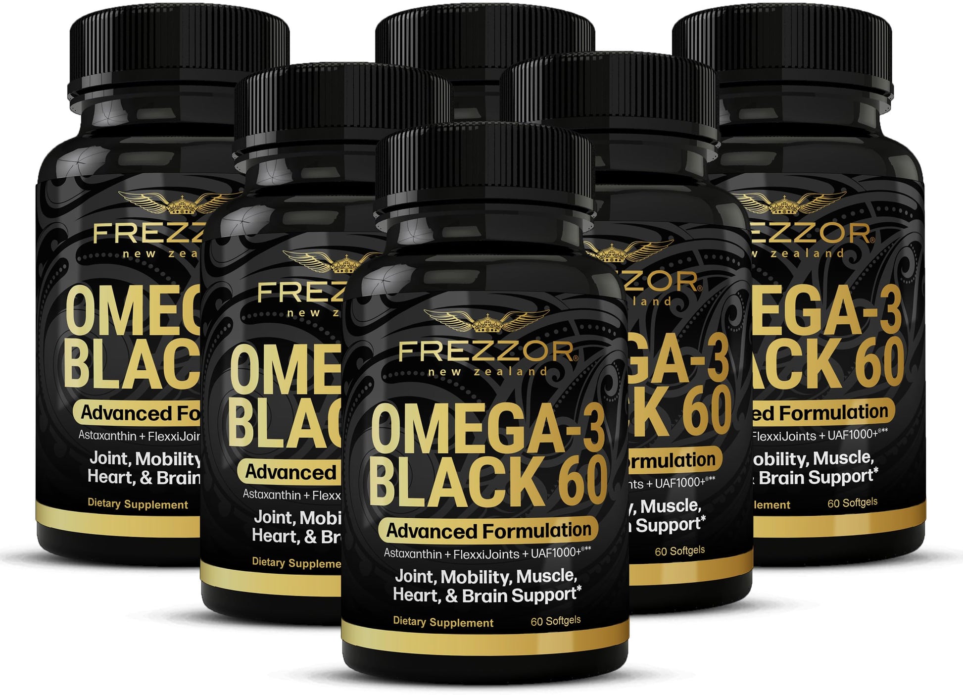 FREZZOR Omega 3 Black for Joint Care & Comfort with New Zealand Green-Lipped Mussel Oil, 450mg, 360 Capsules