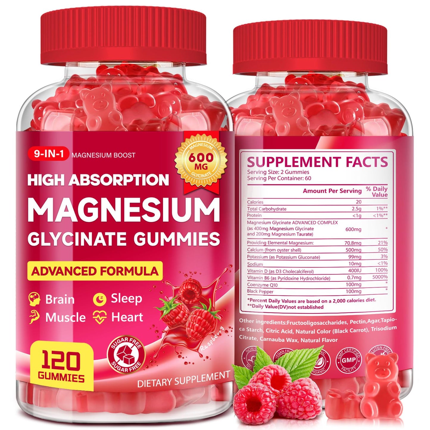 Biokynt Magnesium Glycinate Gummies 600mg, High Absorption Magnesium Supplement, 120 Gummies