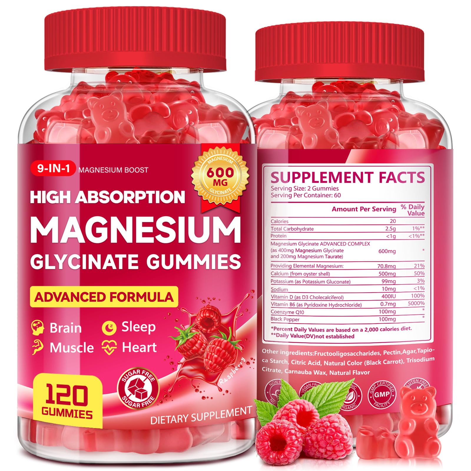 Biokynt Magnesium Glycinate Gummies 600mg, High Absorption Magnesium Supplement, 120 Gummies
