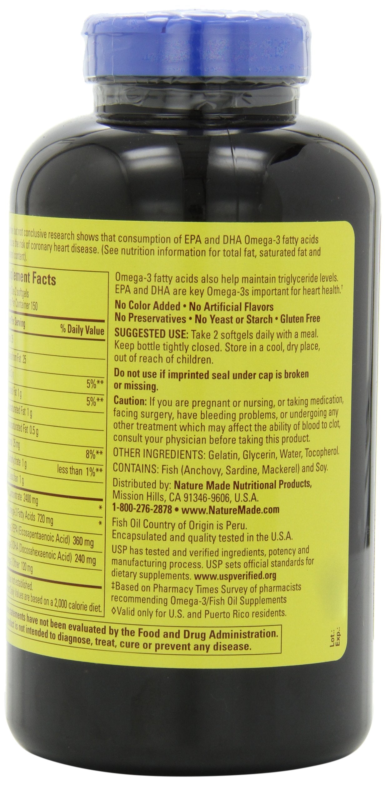 Nature Made Fish Oil Softgels, 1200 mg, Omega-3 360 mg, 300 Softgels