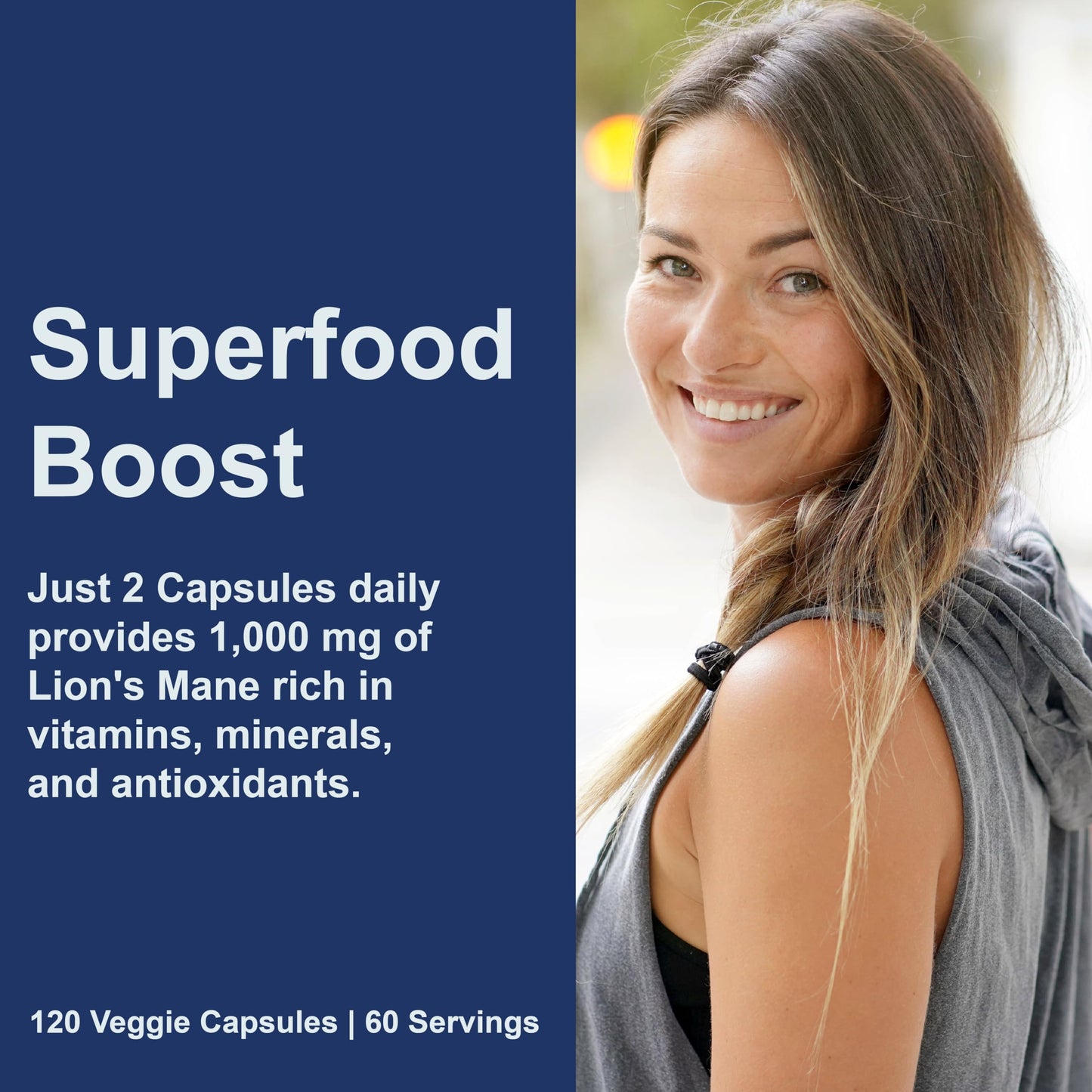 Carlson Lion's Mane Organic Mushroom Cognitive Function Mood Health Digestive Support Non-GMO, 60 Vegetarian Capsules