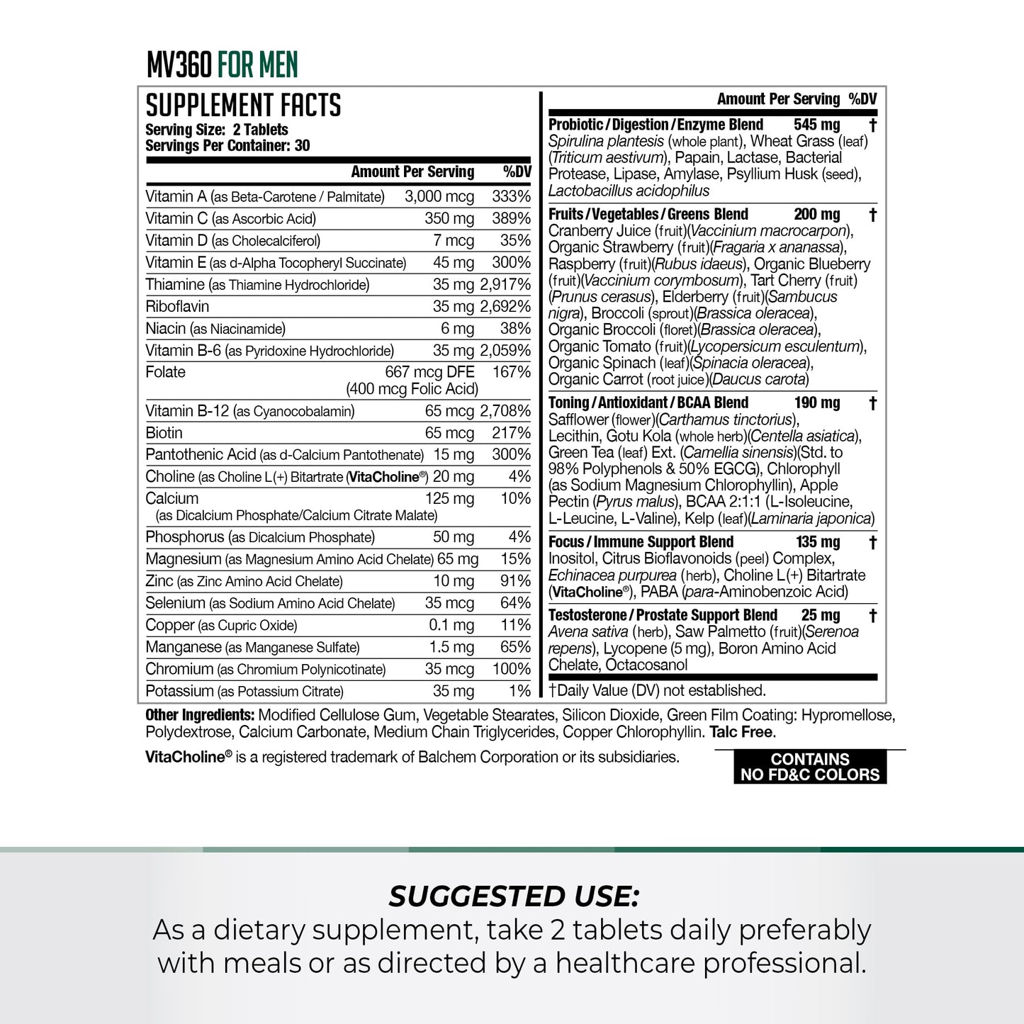FitLife Brands Men's Nutrition MV360 5-in-1 Complete Multivitamin, 60 Tablets