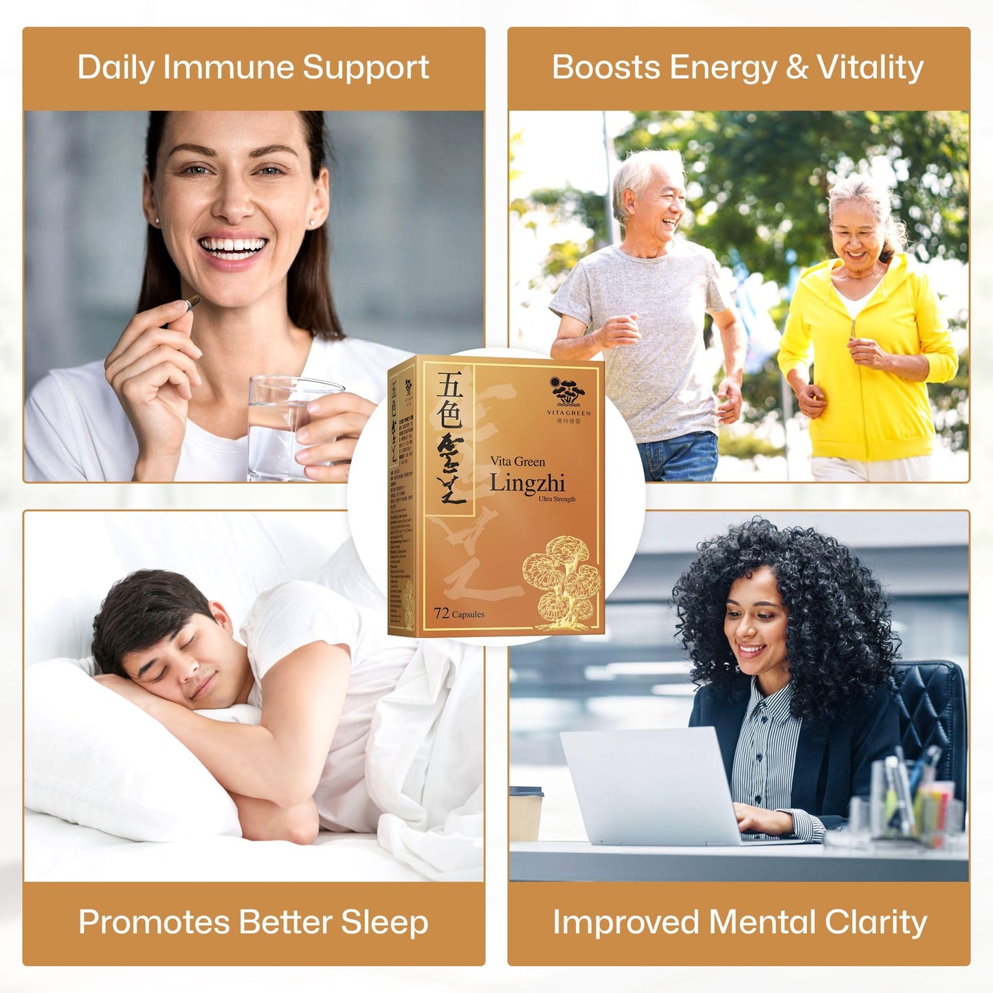 Vita Green Lingzhi Mushroom Supplement 72 Capsules