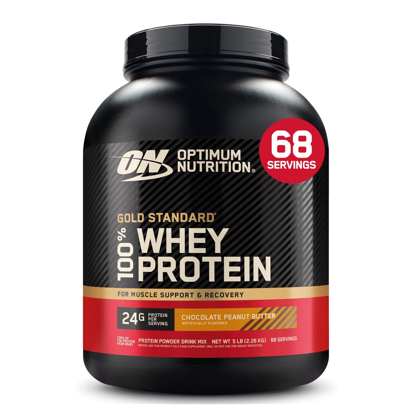 Optimum Nutrition Gold Standard 100% Whey Protein Powder, Chocolate Peanut Butter, 80 Servings