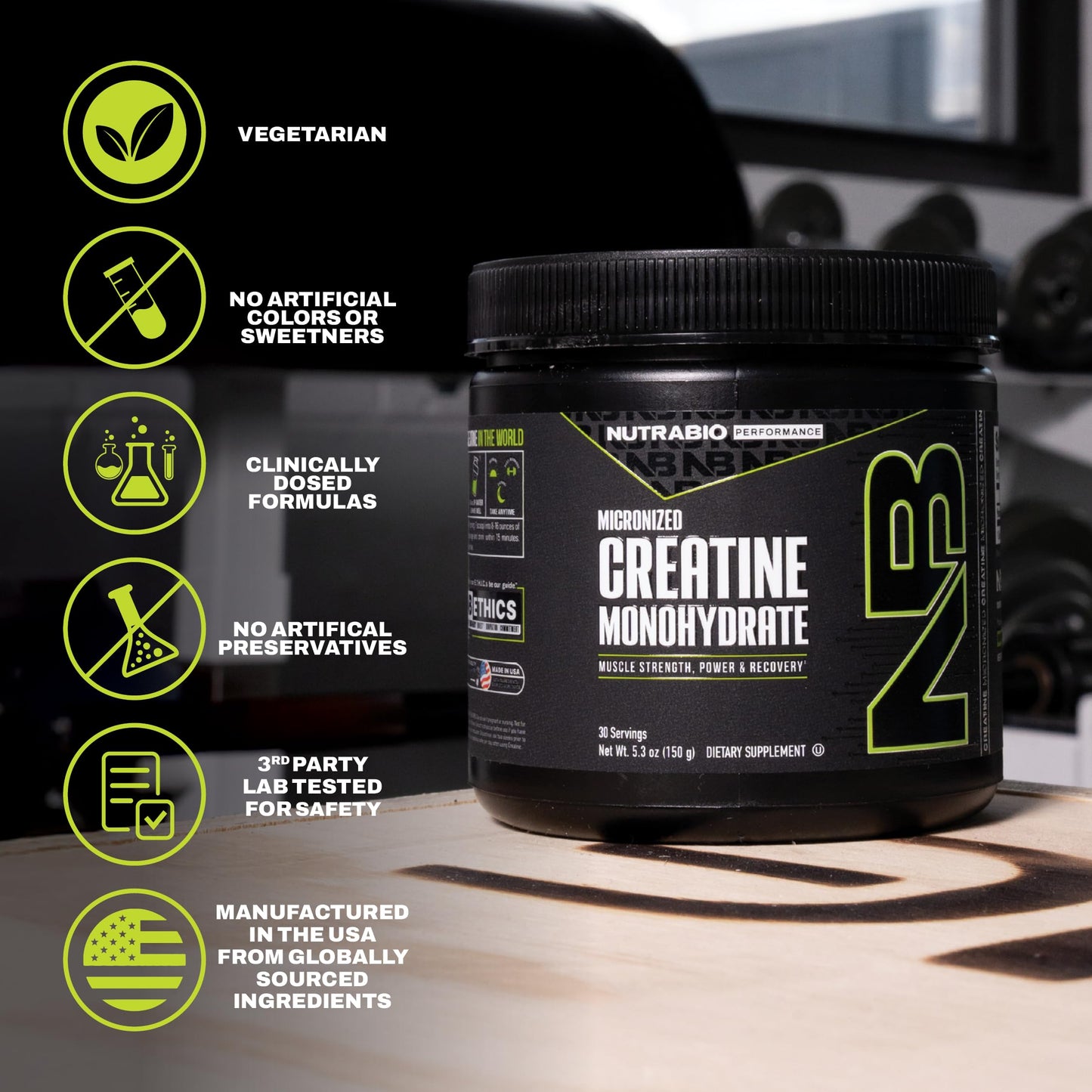 NutraBio Pure Micronized Creatine Monohydrate Powder Supplement, 5.3