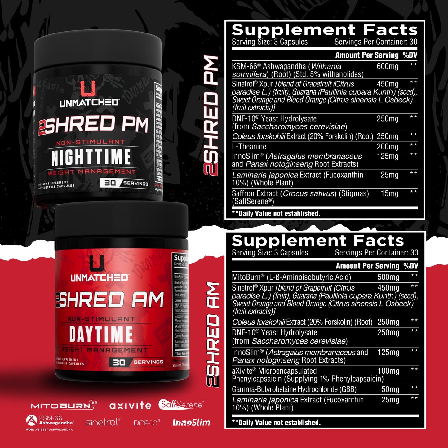 Unmatched 2Shred AM + PM Weight Management Support 180 Capsules