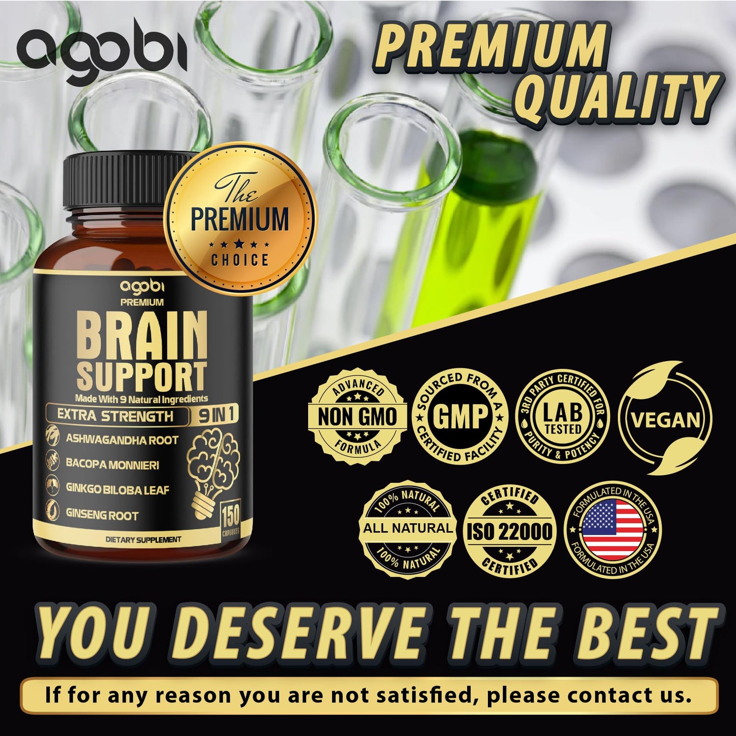 agobi 9in1 Brain Support Supplement Capsule, 150 Count