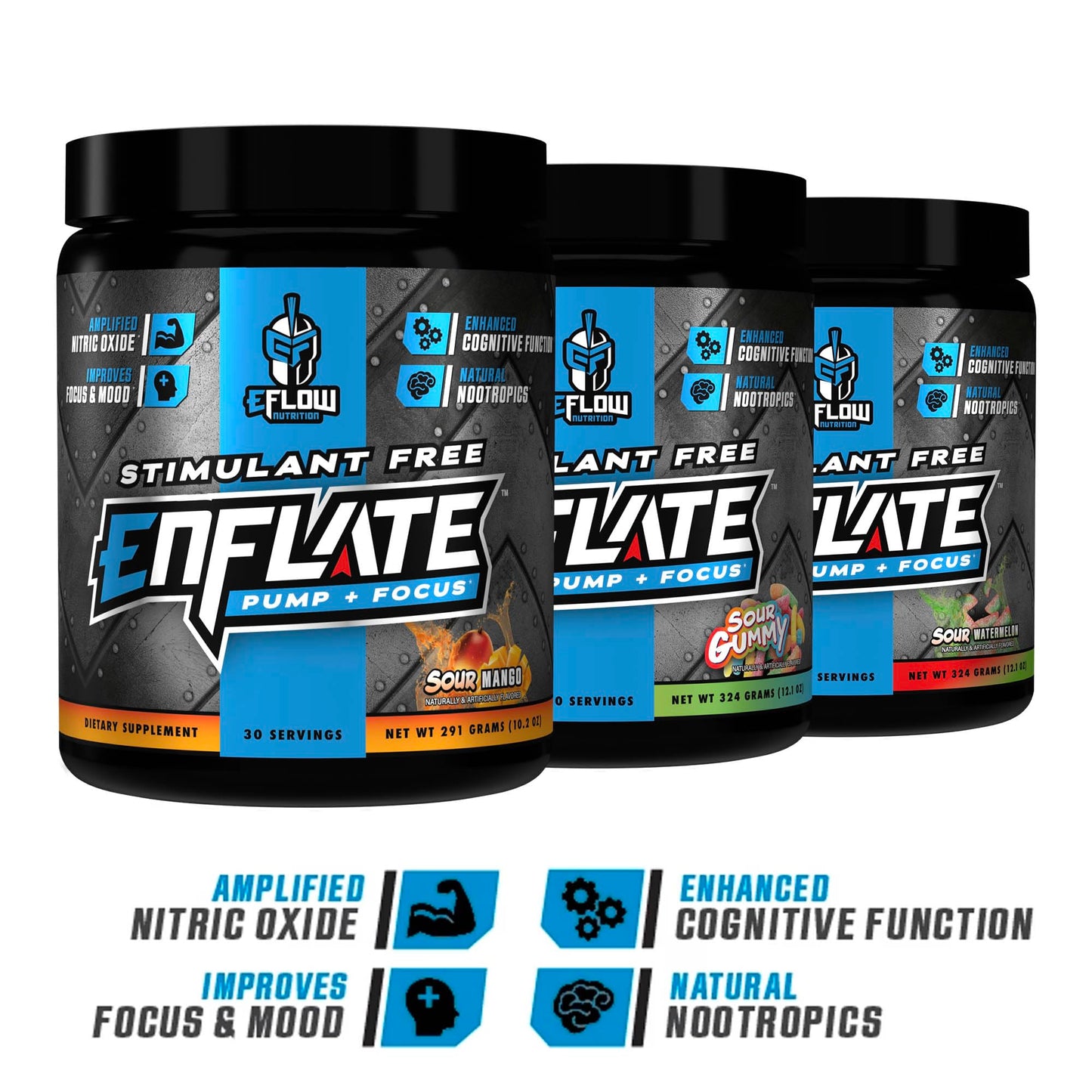 eFlow Nutrition Enflate Stimulant Free Preworkout Supplement Powder 12.1 Ounce