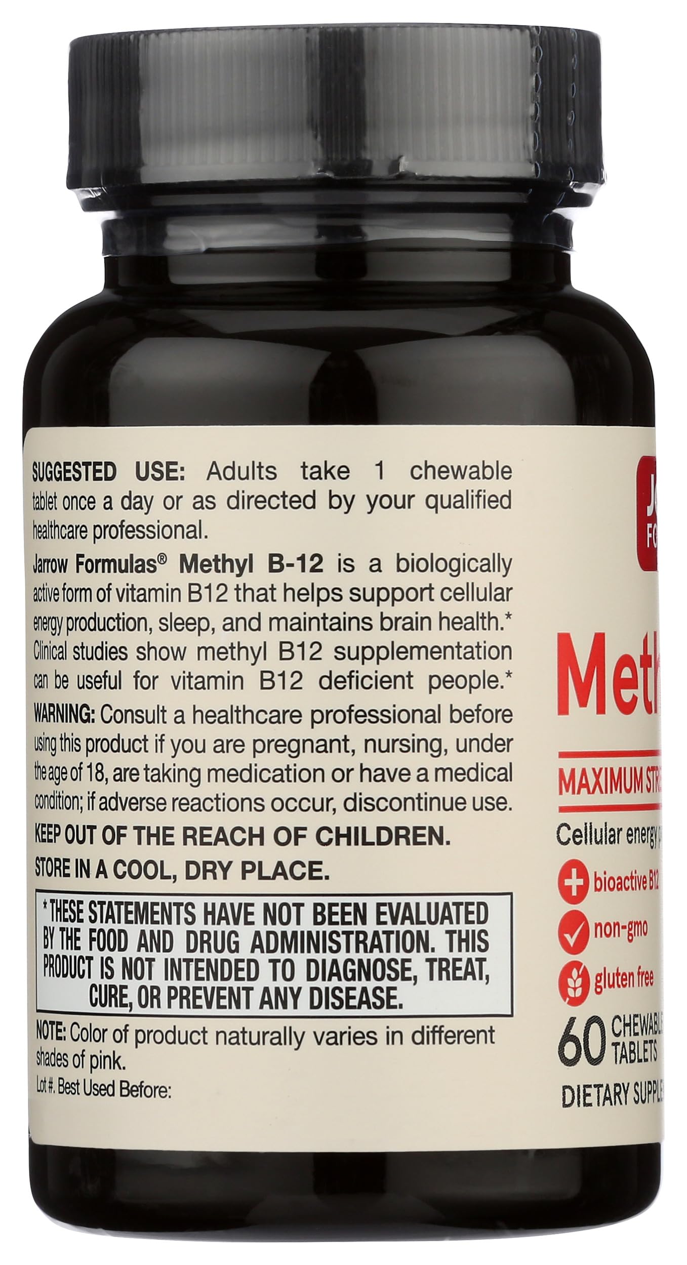 Jarrow Formulas Vitamin Methyl B12 Lozenges/Chewables 60 Count