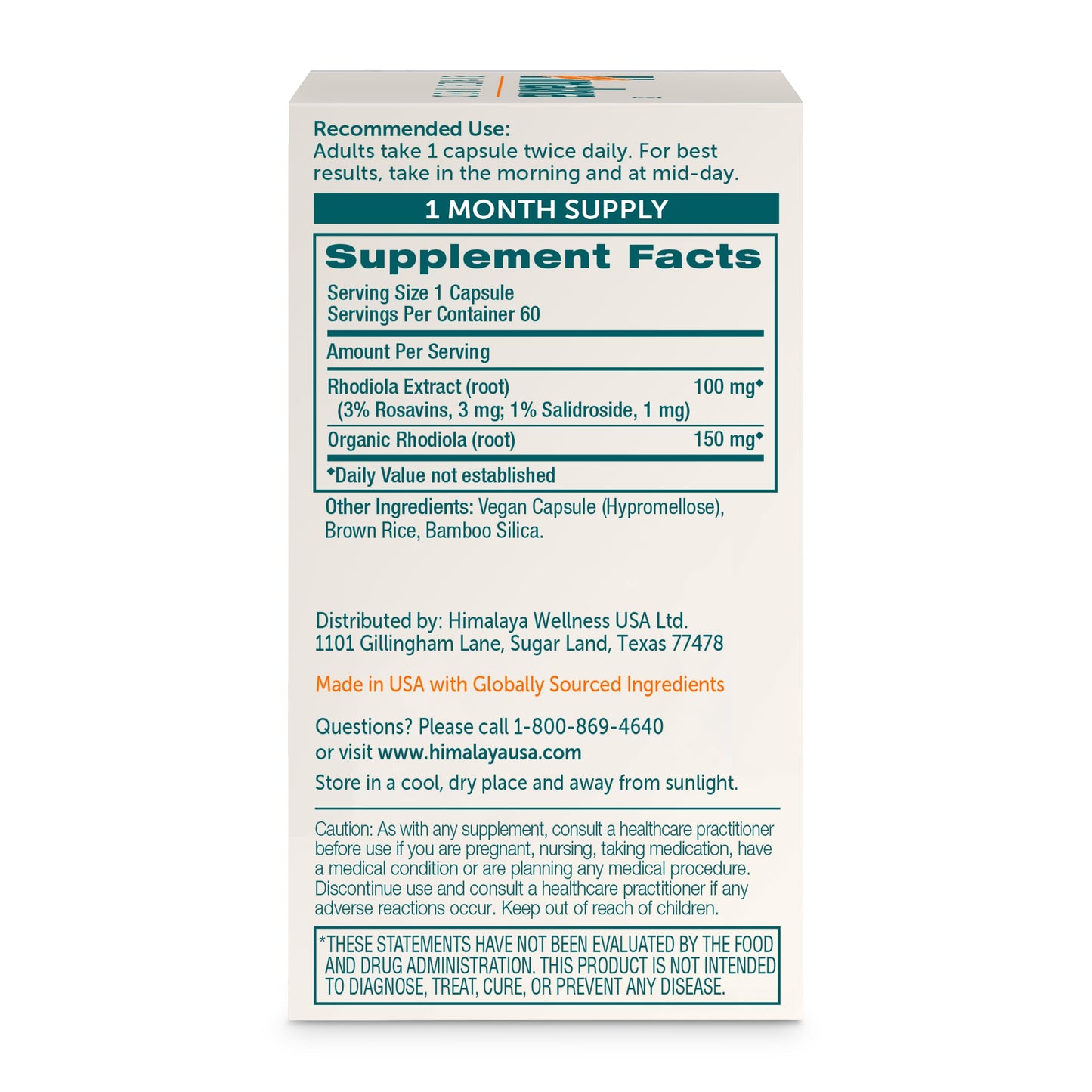 Himalaya Rhodiola Rosea Extract 250 mg 60 Capsules