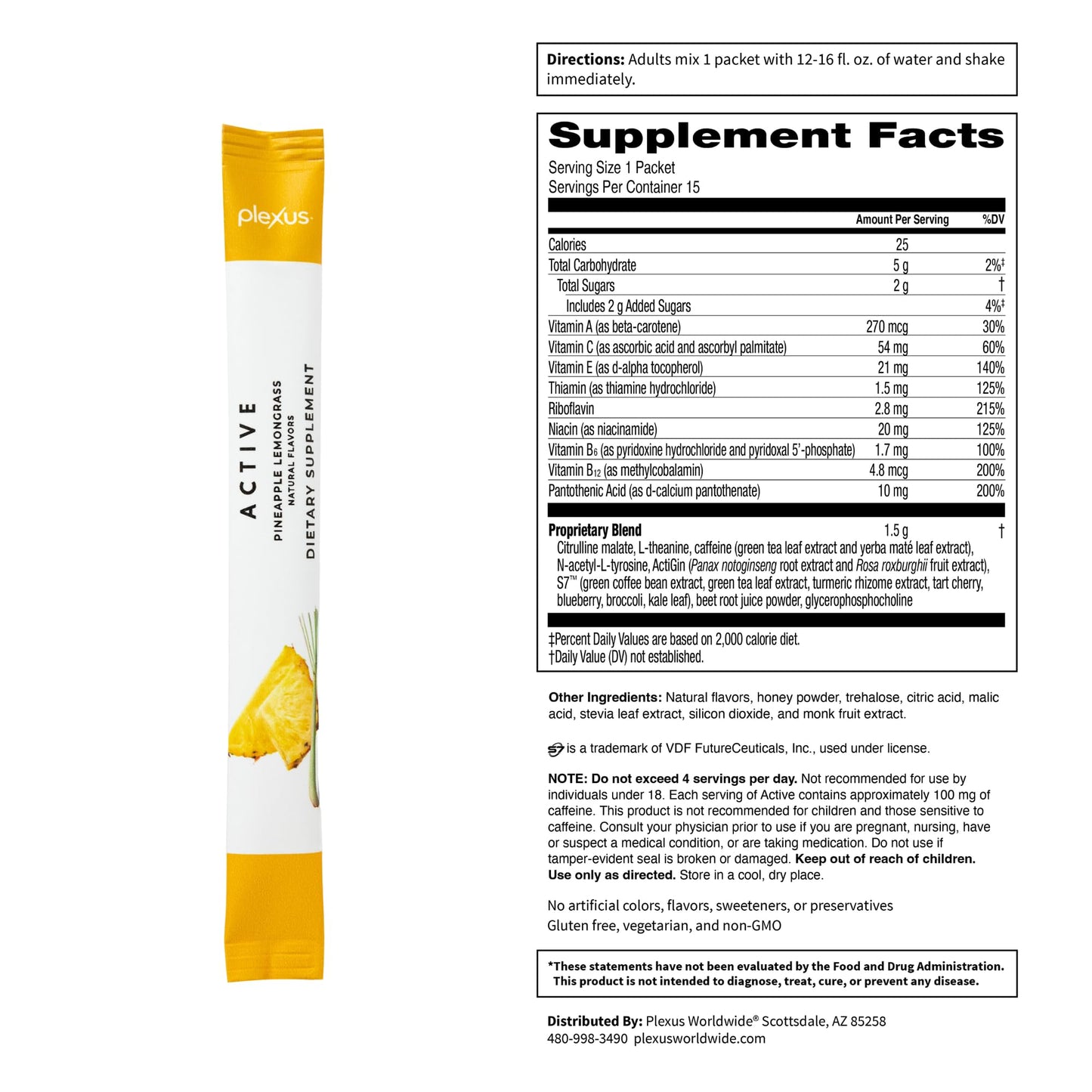 Plexus Active Pineapple Lemongrass Powder 4.6 Ounce