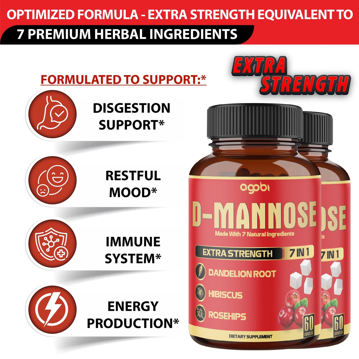 agobi D-Mannose Capsules, 120 Count