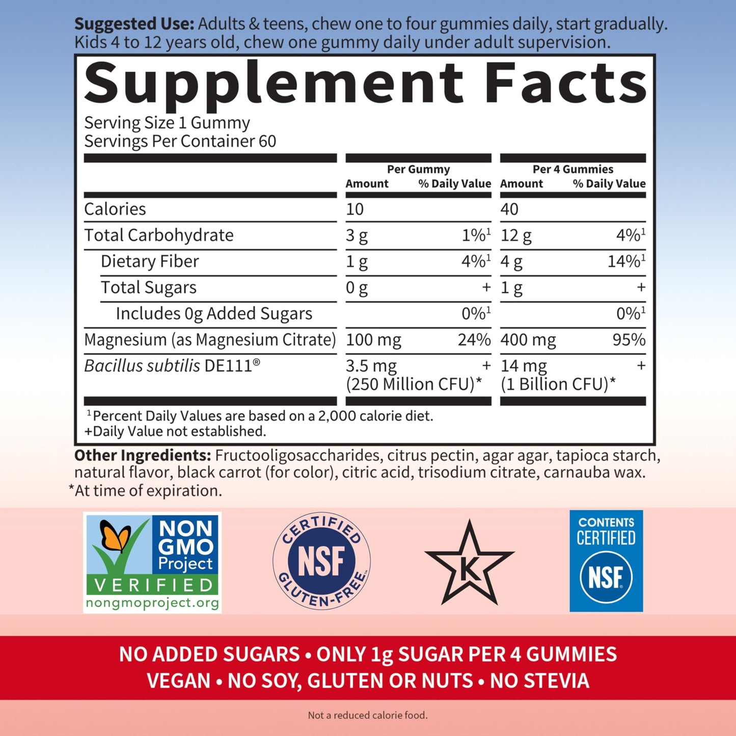 Garden of Life Magnesium Citrate Gummies with Prebiotics & Probiotics, 60 Count