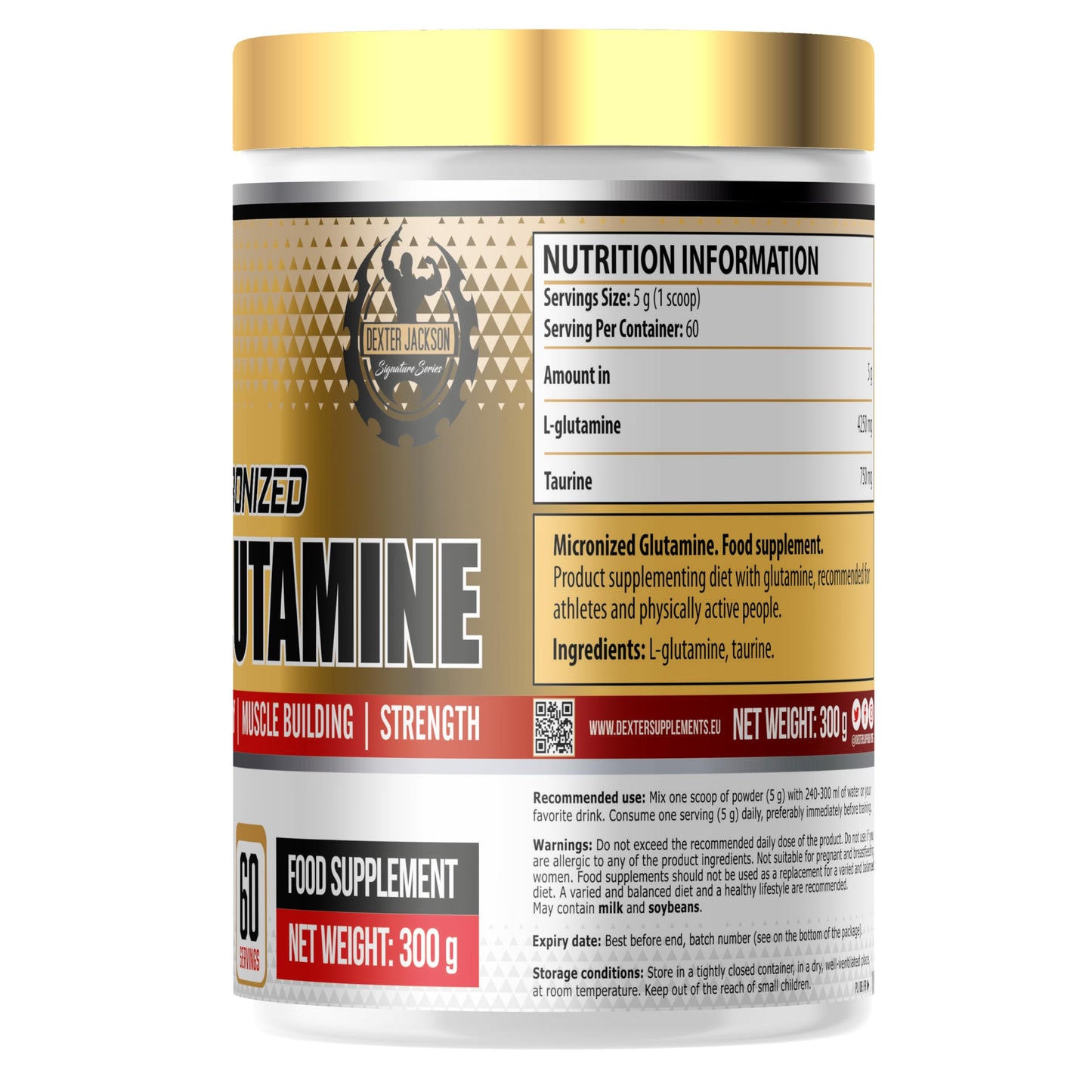 Dexter Jackson Gold Series Micronized Glutamine Powder, 10.58 oz