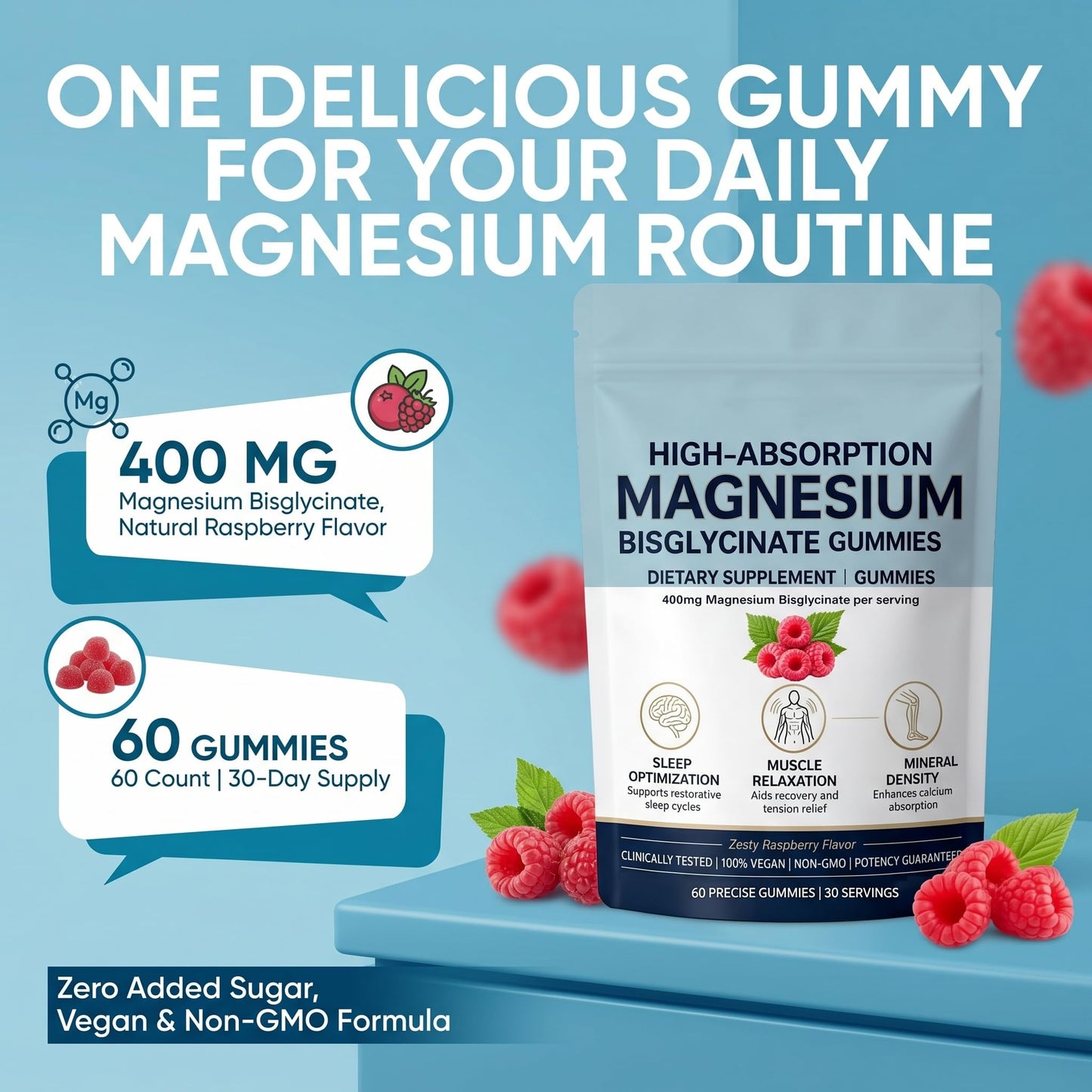 SERSANVE Magnesium Bisglycinate Gummies, 60 Gummies