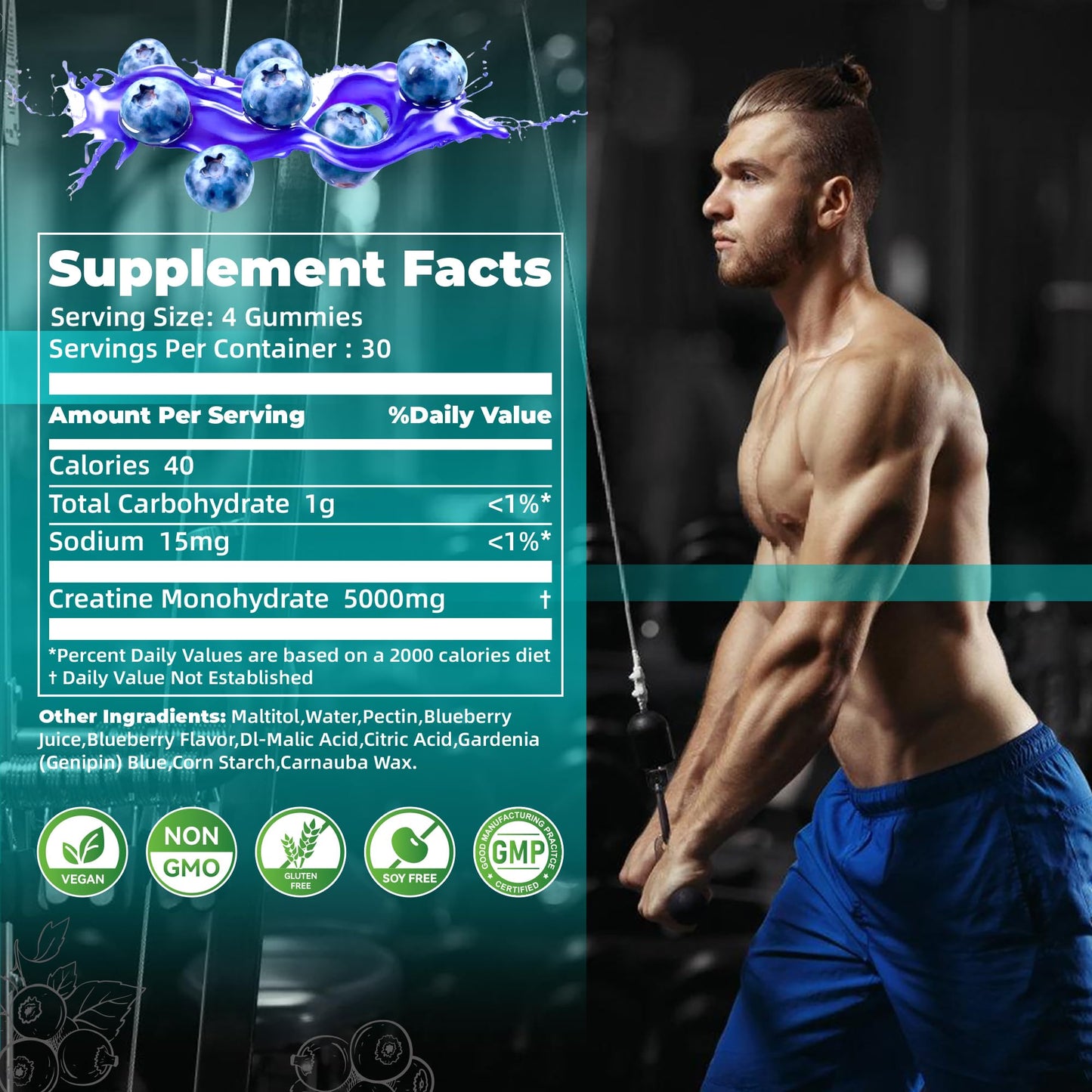 Nutravita Creatine Monohydrate Gummies 120 Count